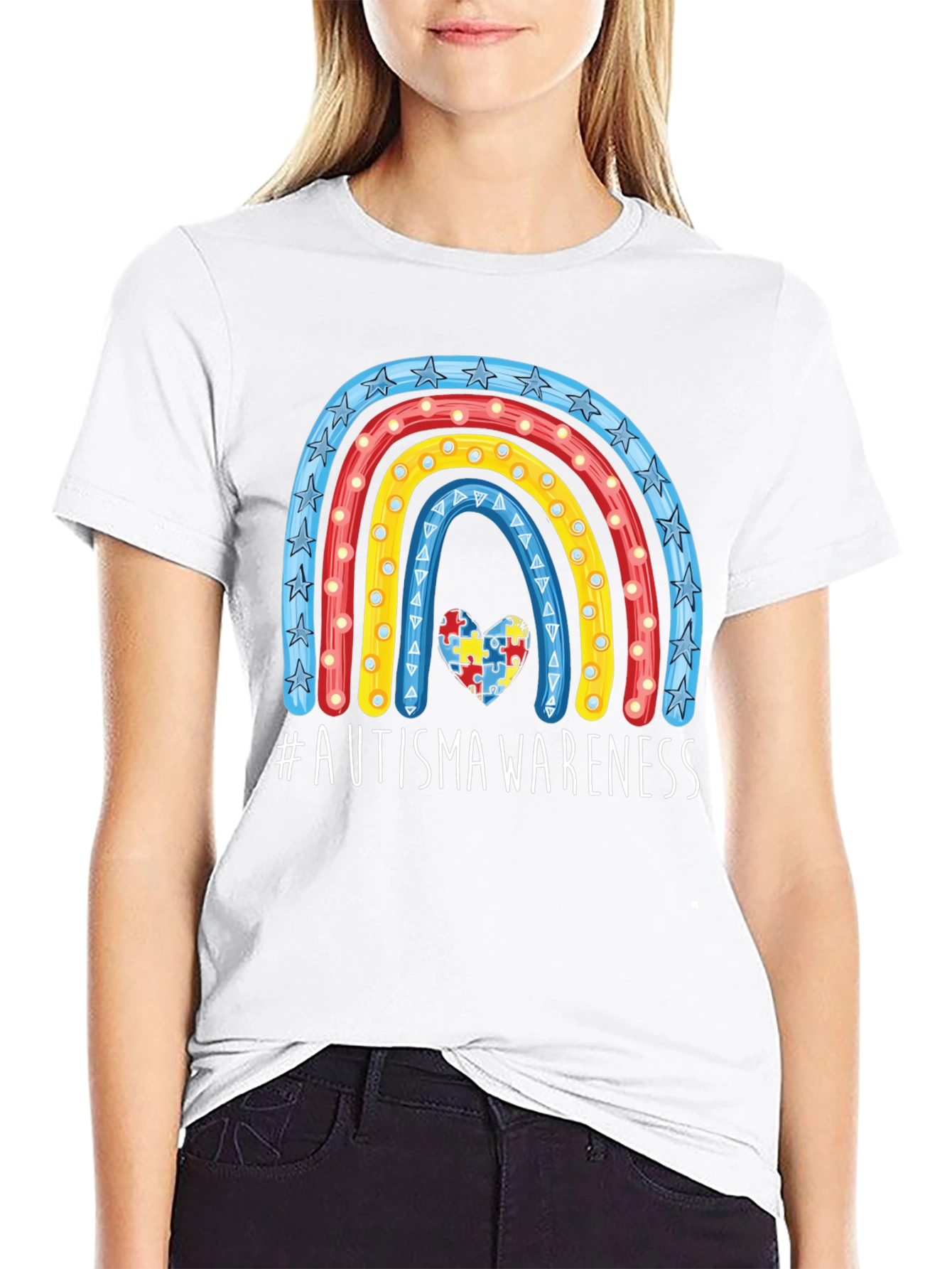 Autism Awareness Rainbow Heart T-Shirt