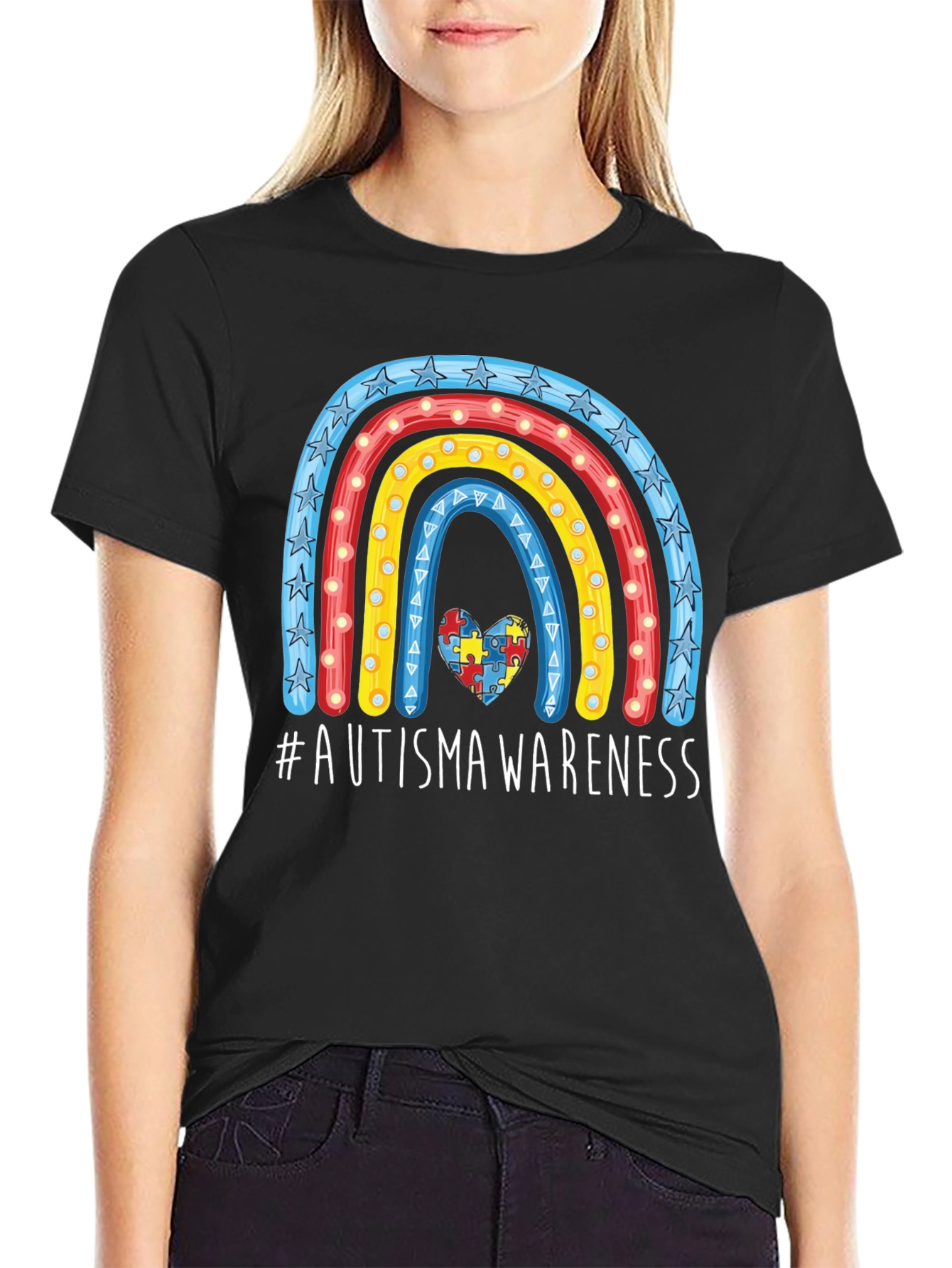 Autism Awareness Rainbow Heart T-Shirt