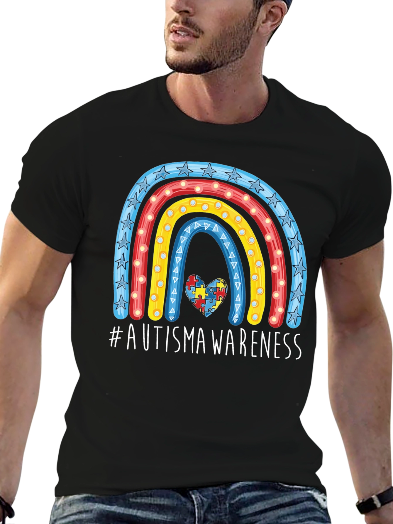 Autism Awareness Rainbow Heart T-Shirt