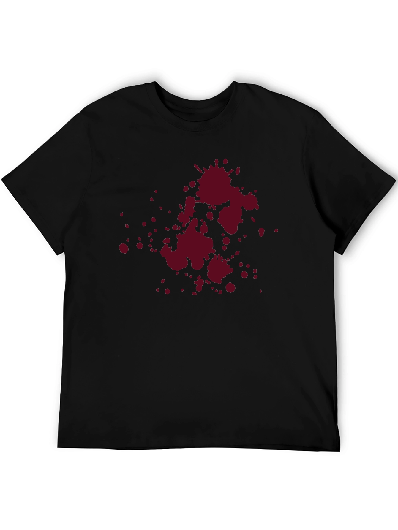 Maroon Splatter Graphic Black T-Shirt