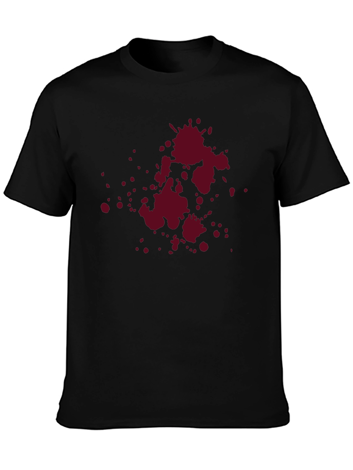 Maroon Splatter Graphic Black T-Shirt