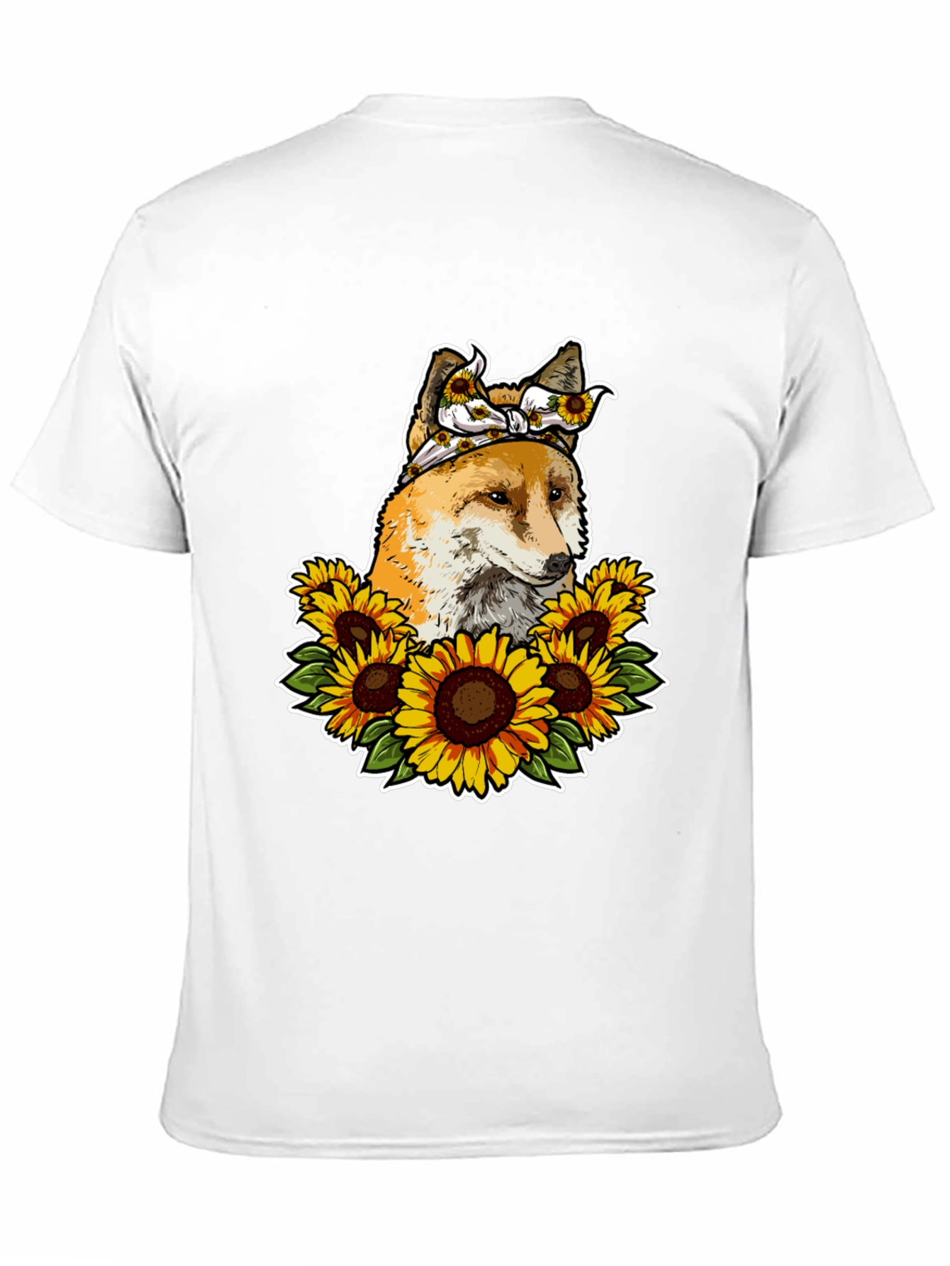 Fox Sunflower T-Shirt - Cute Animal Graphic Tee