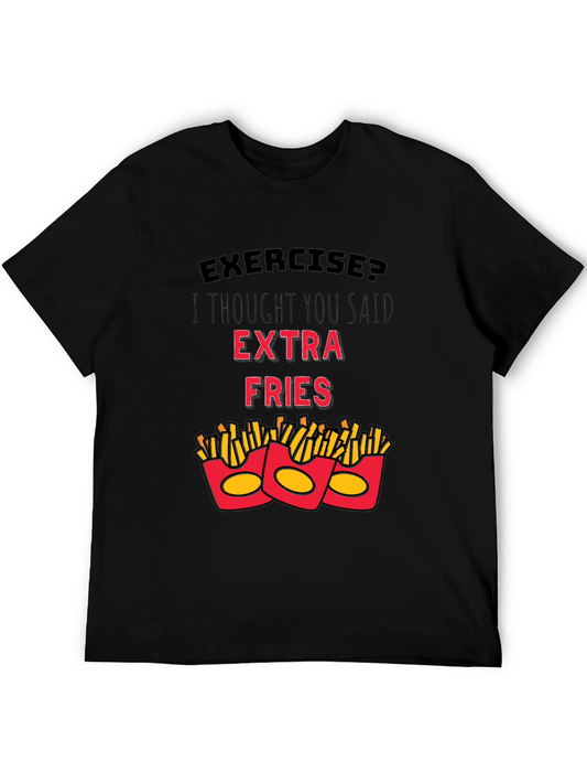 Funny Exercise Extra Fries Graphic T-Shirt