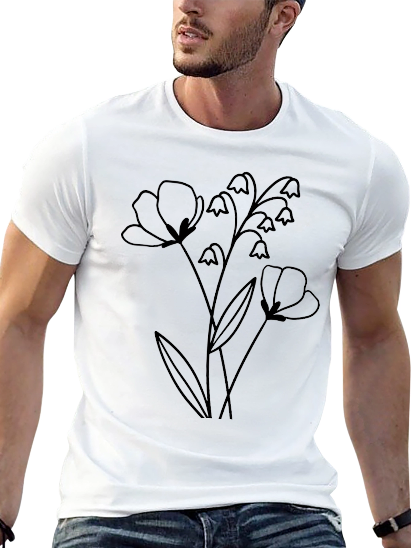 Floral Print Black Tee