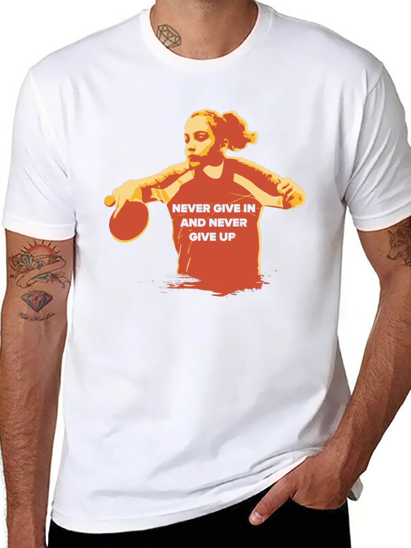 Never Give In Table Tennis T-Shirt