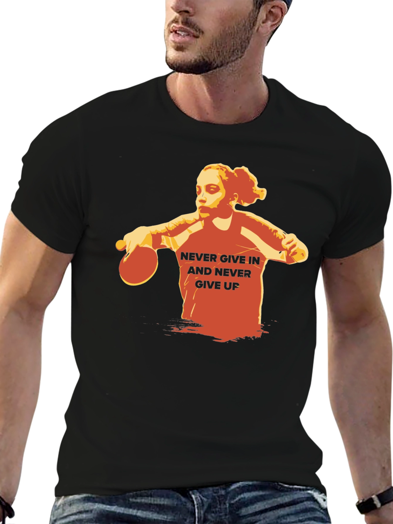Never Give In Table Tennis T-Shirt