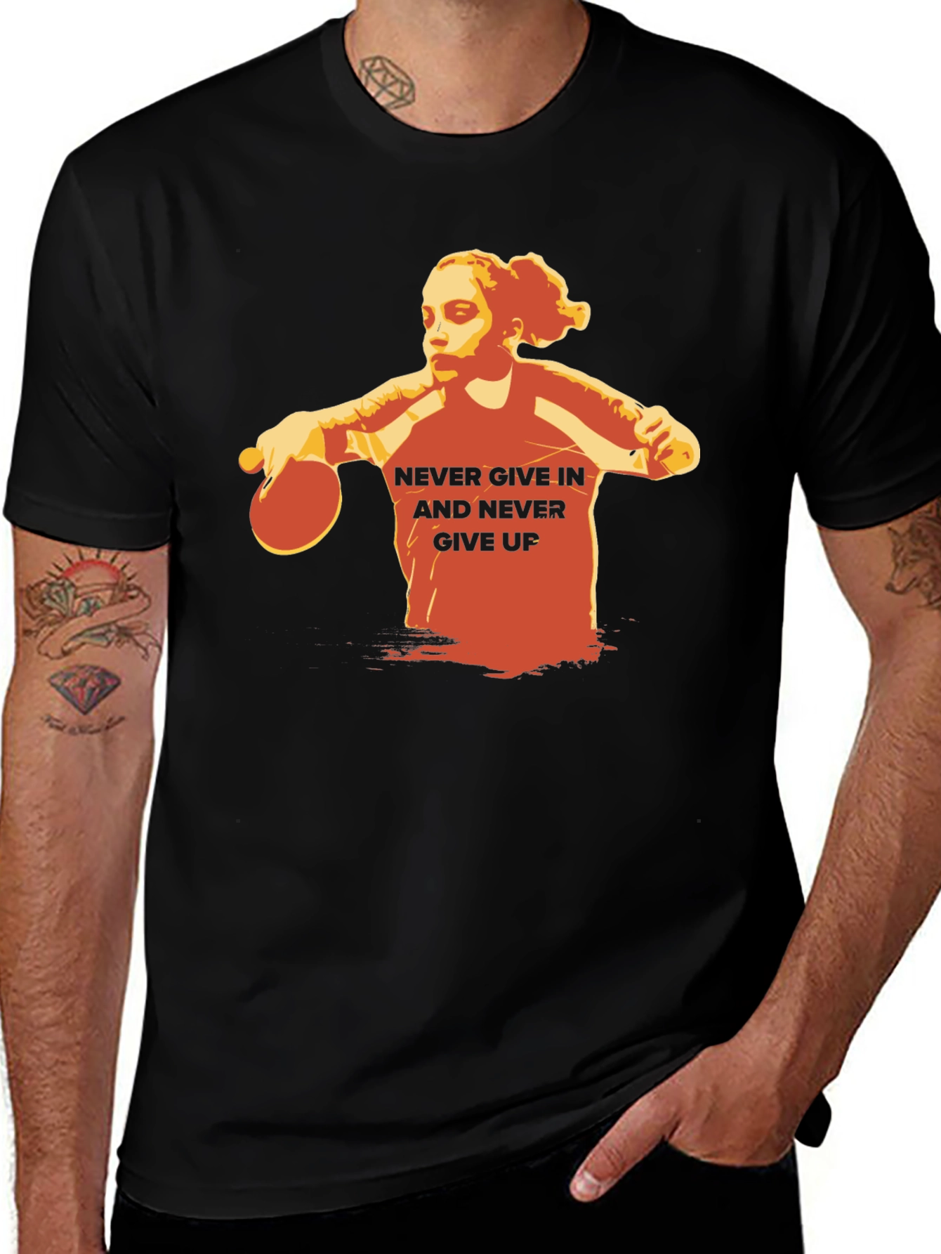 Never Give In Table Tennis T-Shirt