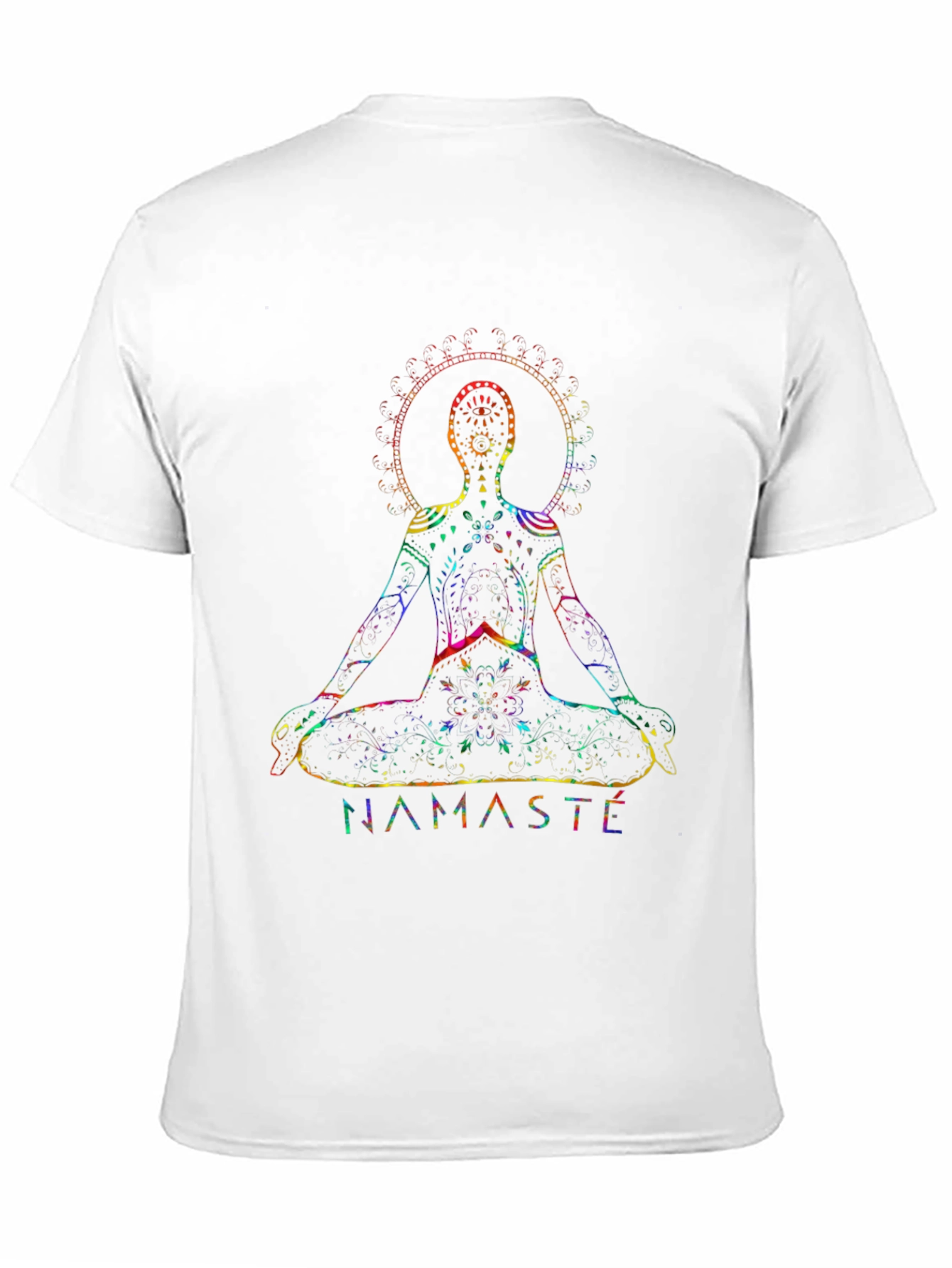 Namaste Yoga Rainbow Chakra Graphic Black T-Shirt