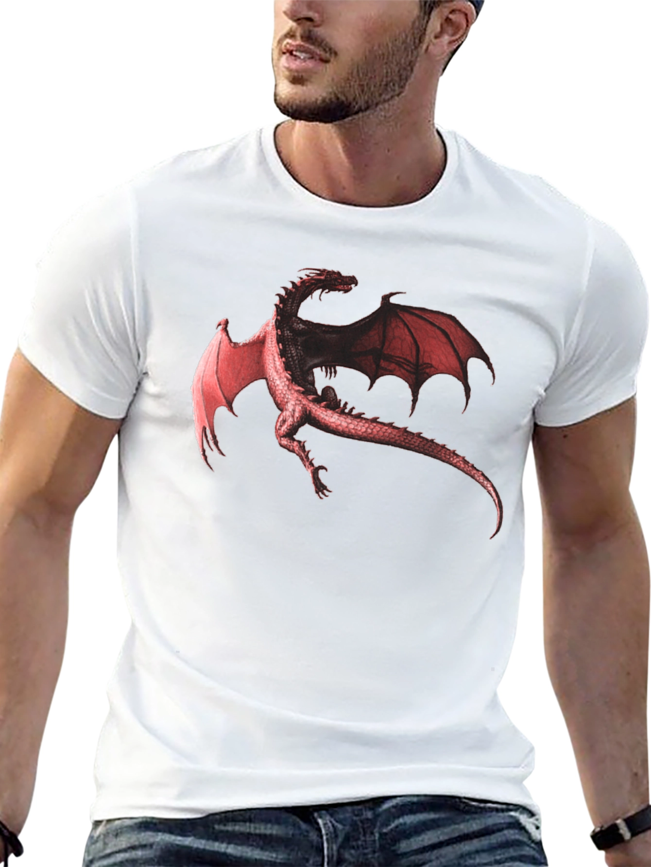 Dragon Graphic Print Black T-Shirt