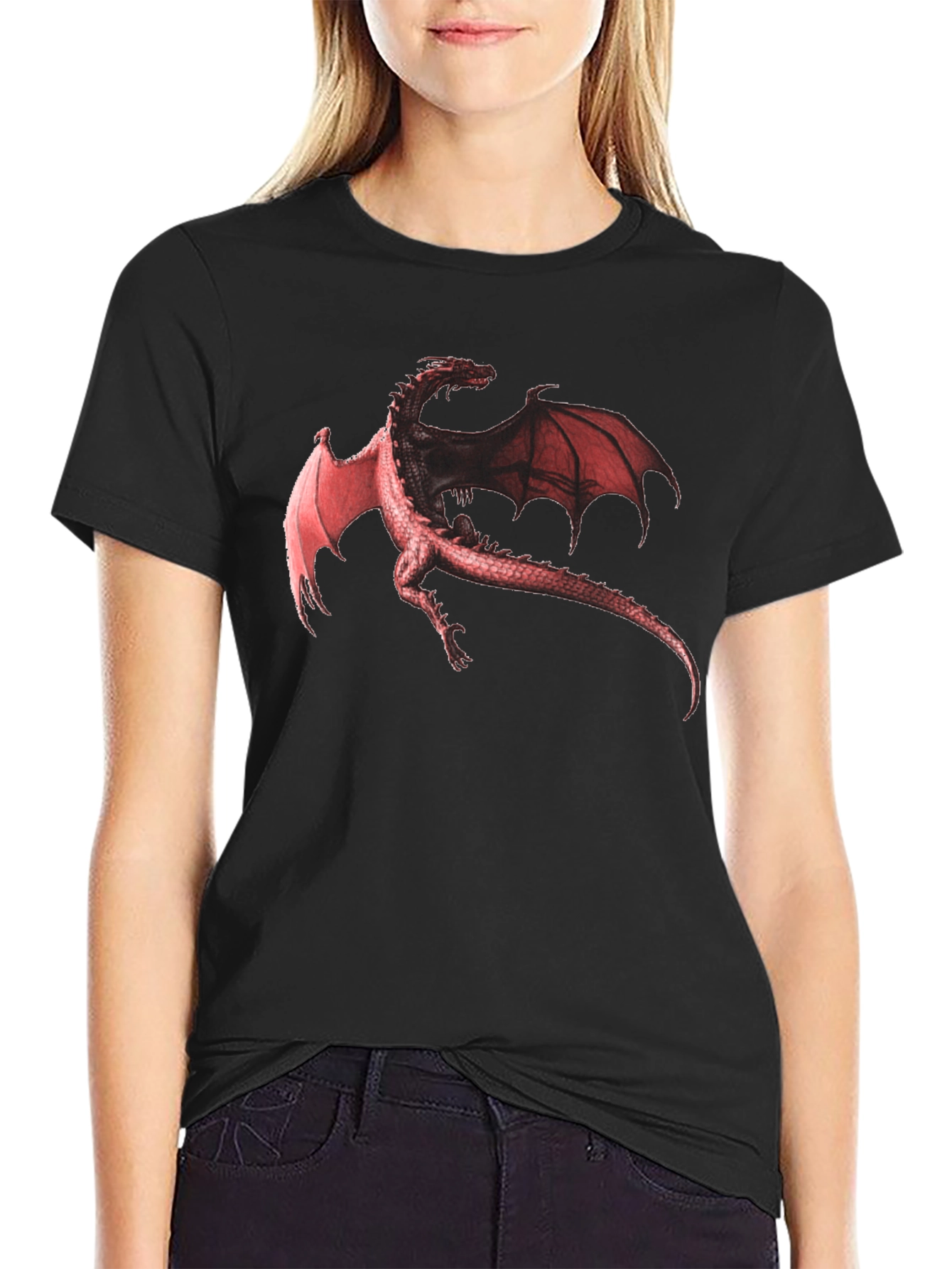 Dragon Graphic Print Black T-Shirt
