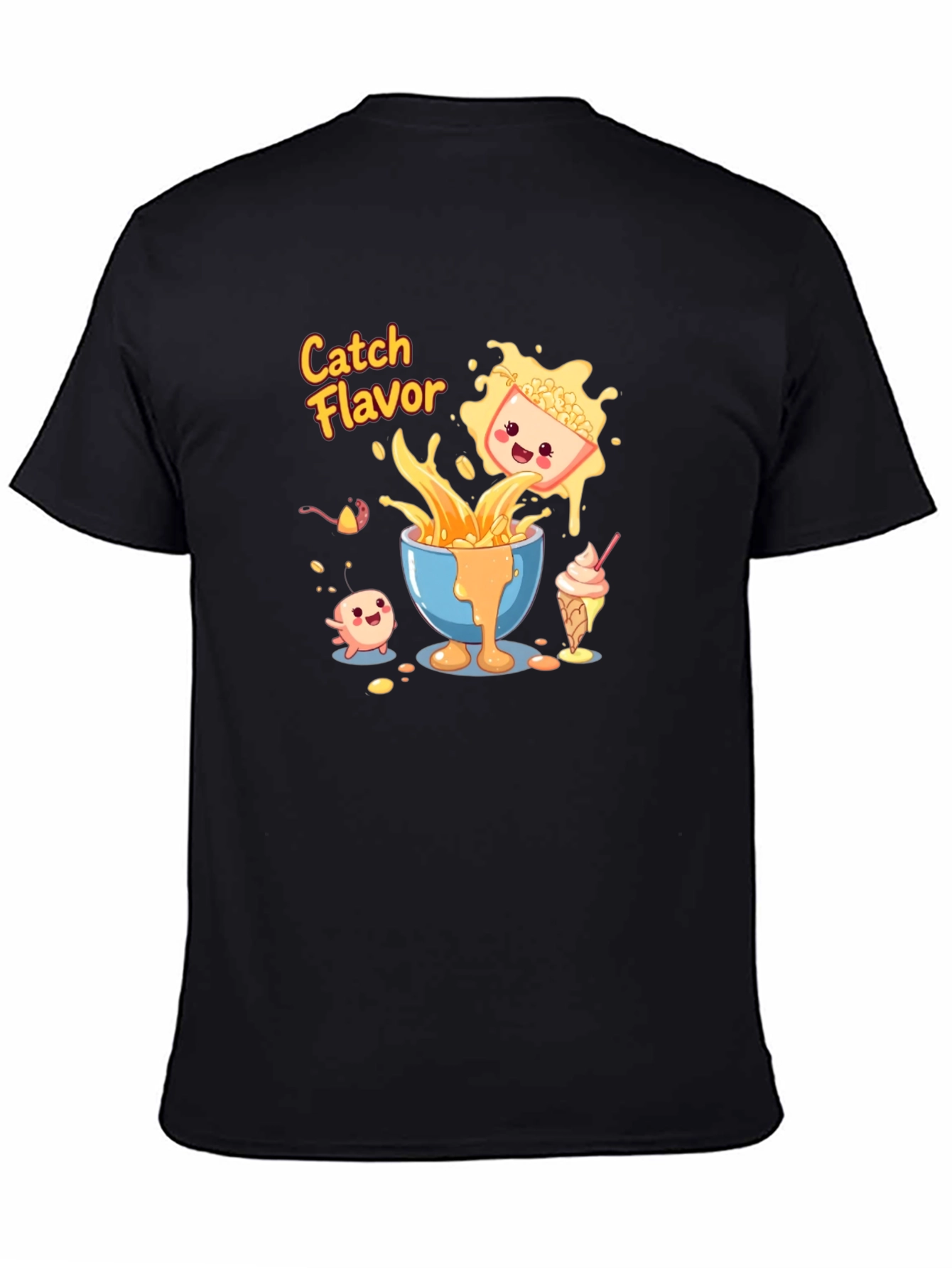 Catch Flavor Graphic Tee - Black Cotton T-Shirt