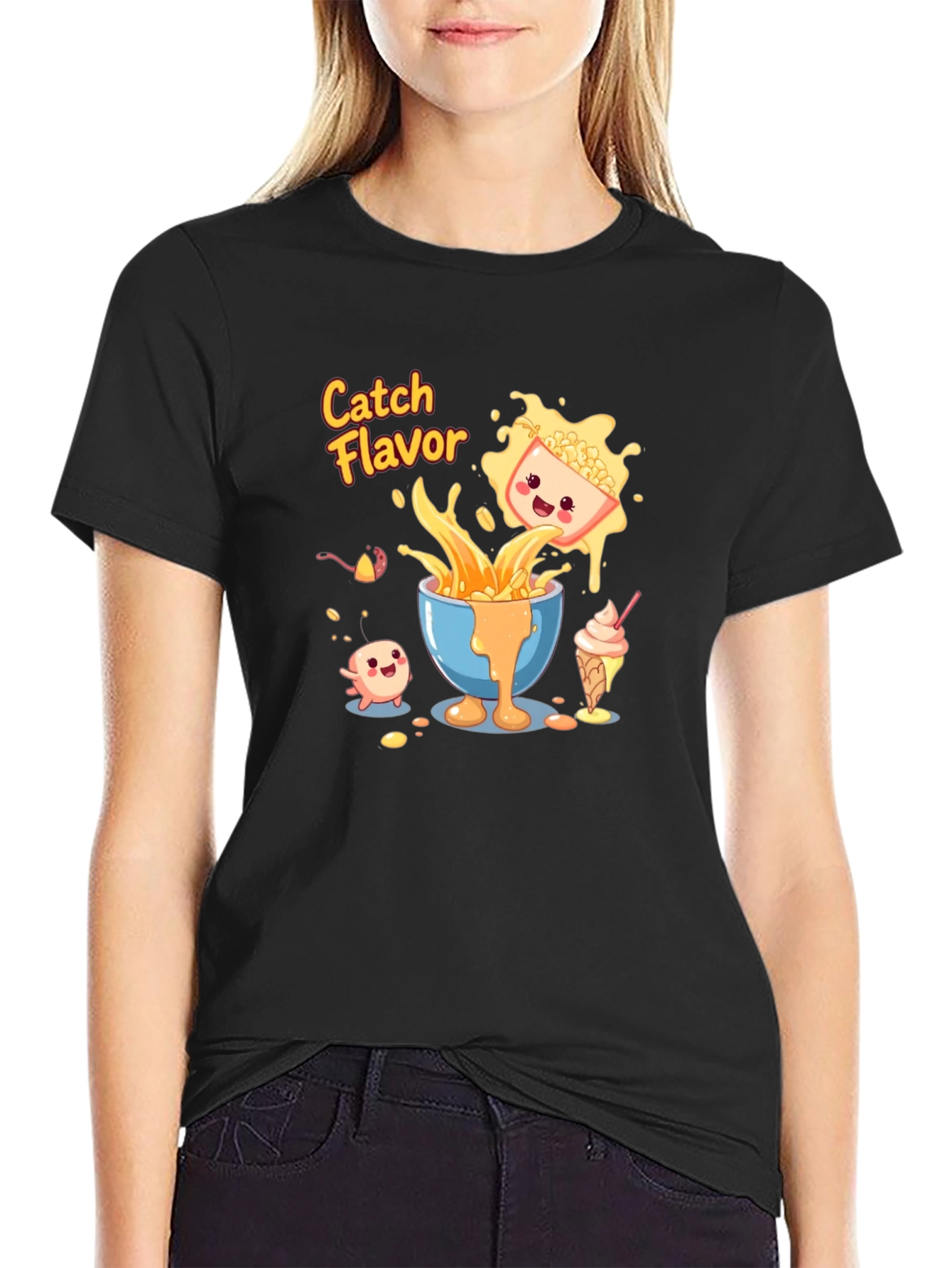 Catch Flavor Graphic Tee - Black Cotton T-Shirt