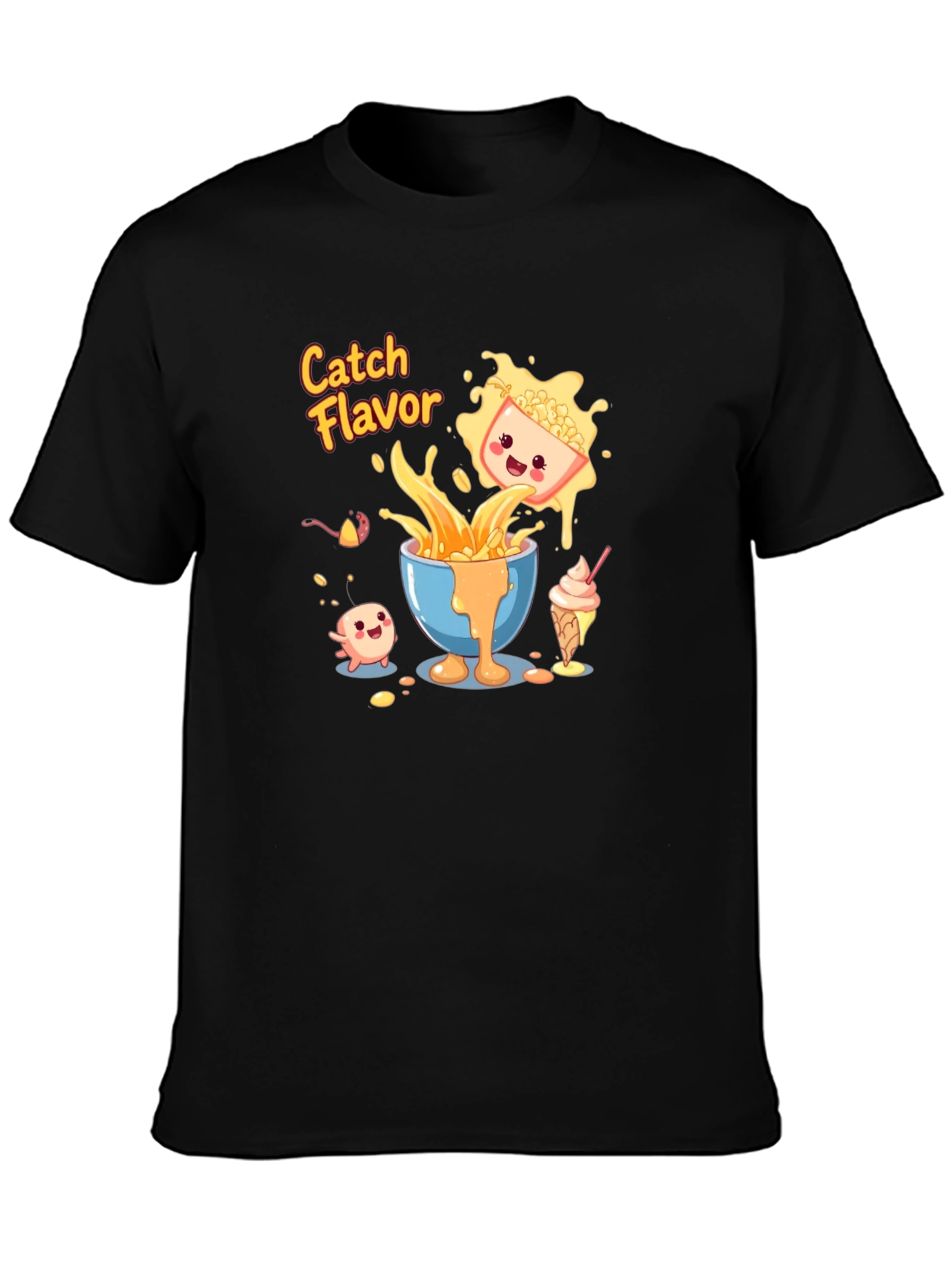Catch Flavor Graphic Tee - Black Cotton T-Shirt