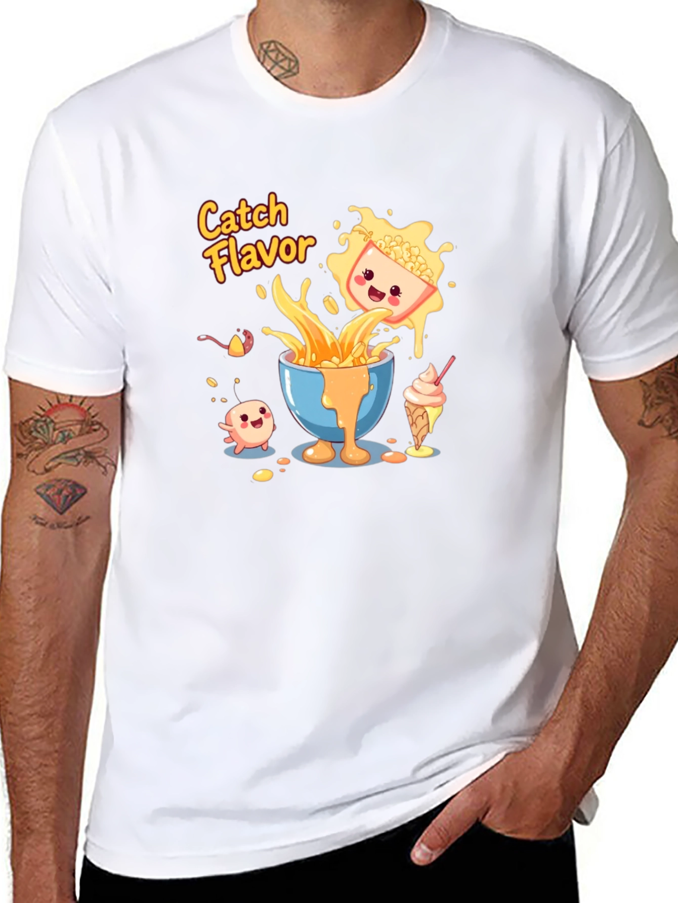 Catch Flavor Graphic Tee - Black Cotton T-Shirt