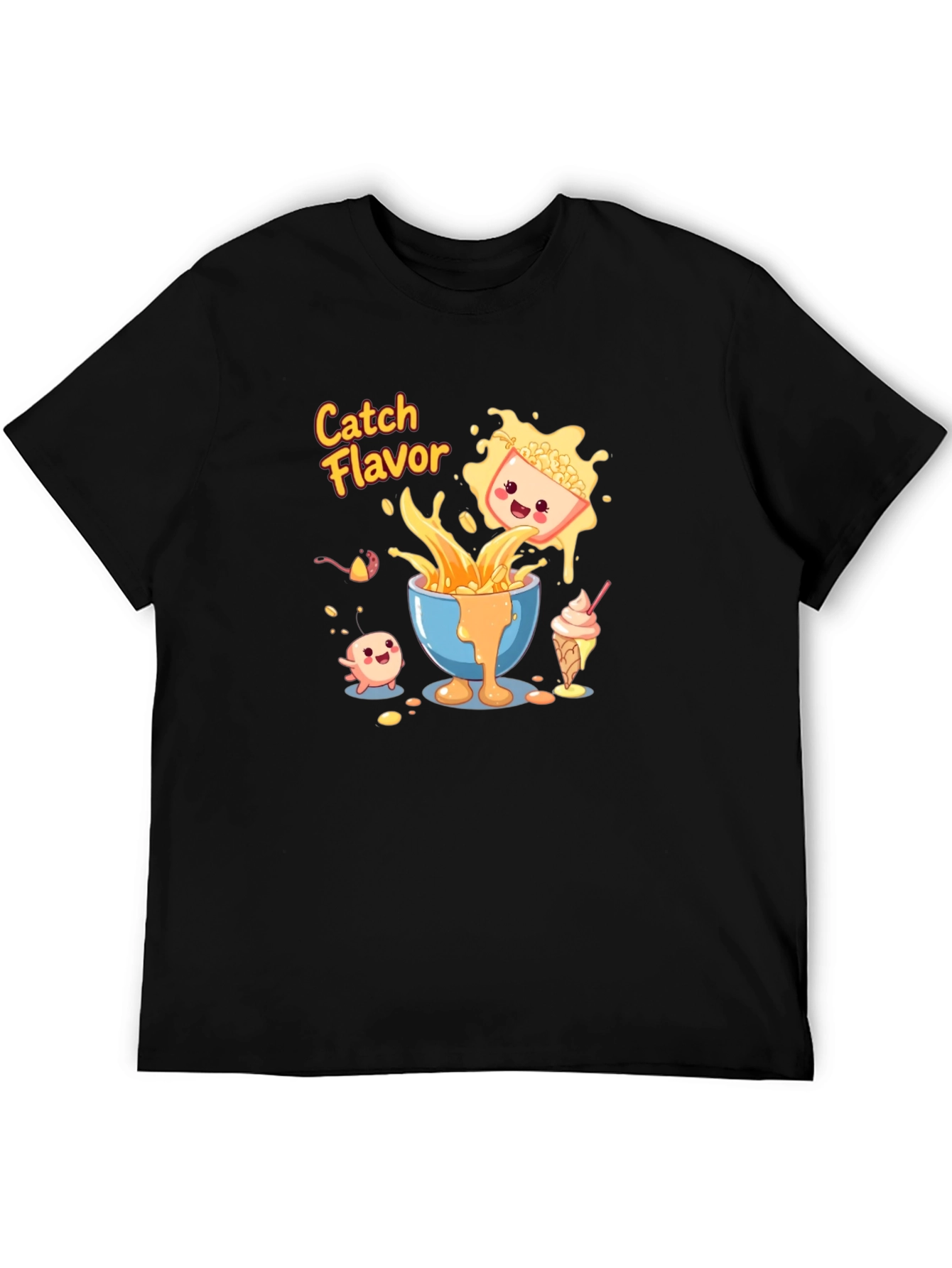 Catch Flavor Graphic Tee - Black Cotton T-Shirt