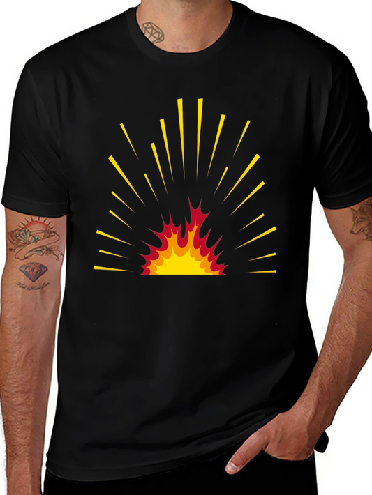 Fiery Burst Graphic Tee - Bold Black T-Shirt