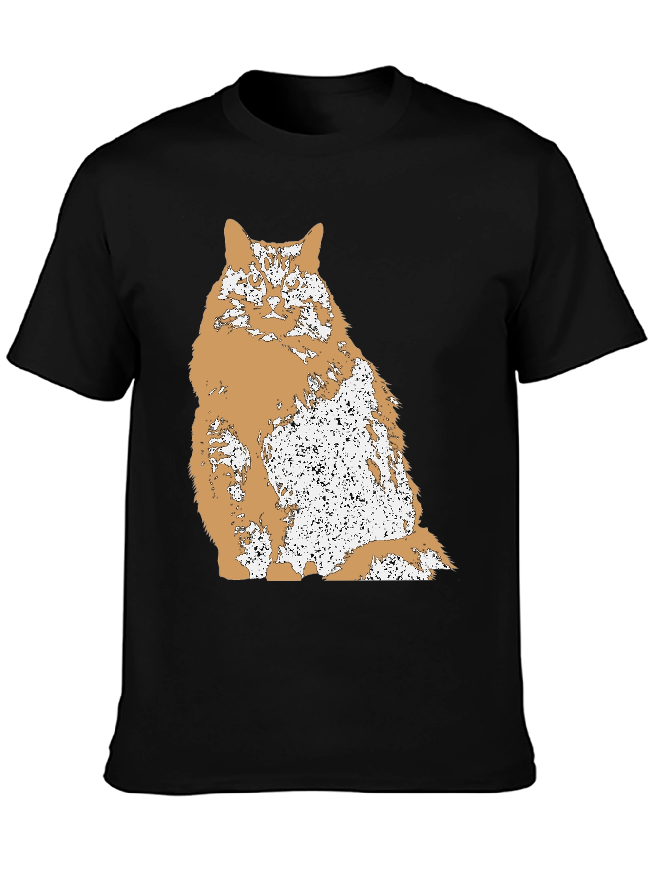 Distressed Cat Graphic T-Shirt - Black