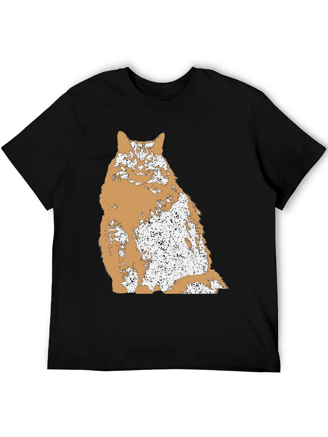 Distressed Cat Graphic T-Shirt - Black