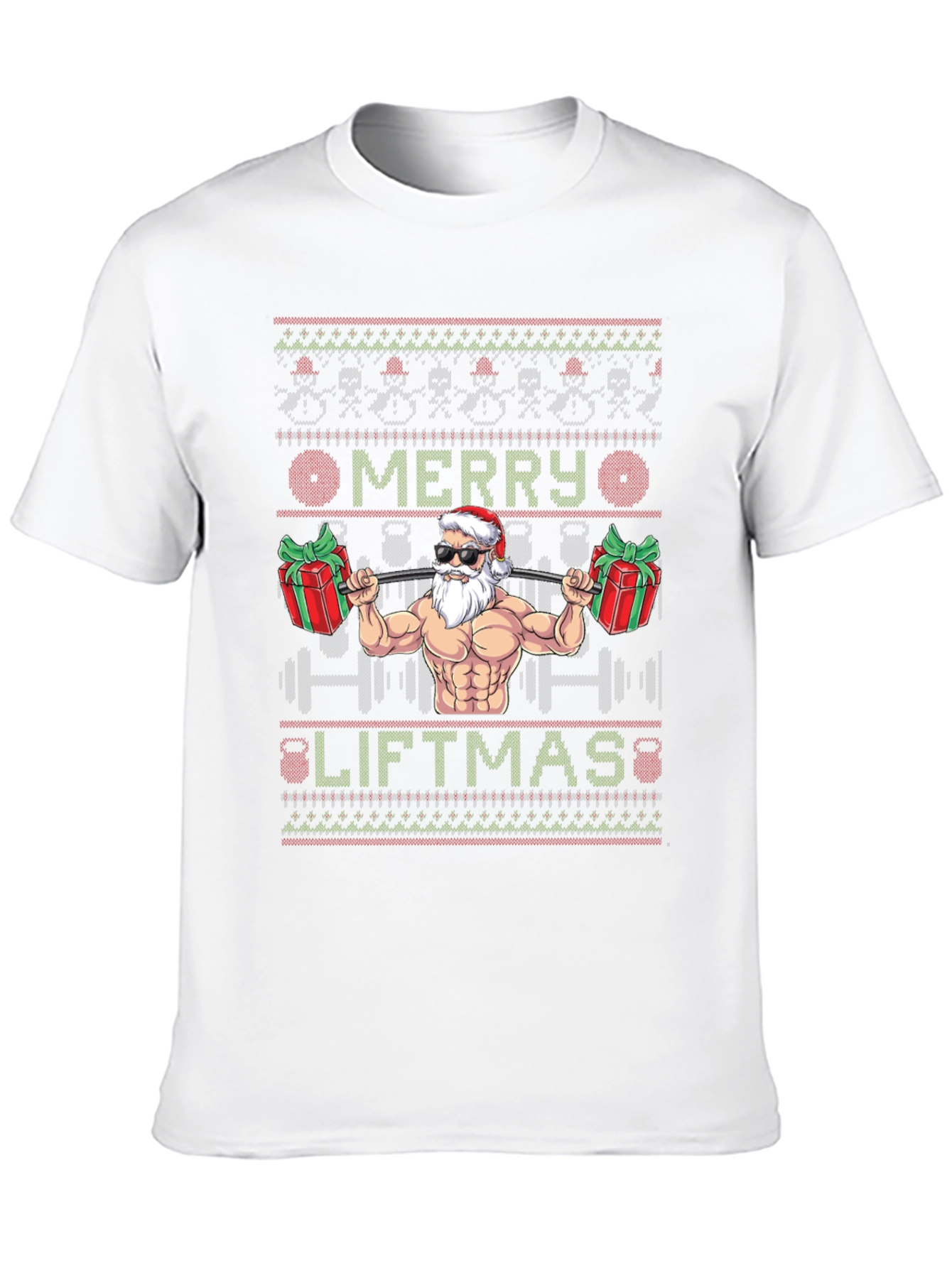Merry Liftmas Santa Gym Ugly Christmas T-Shirt