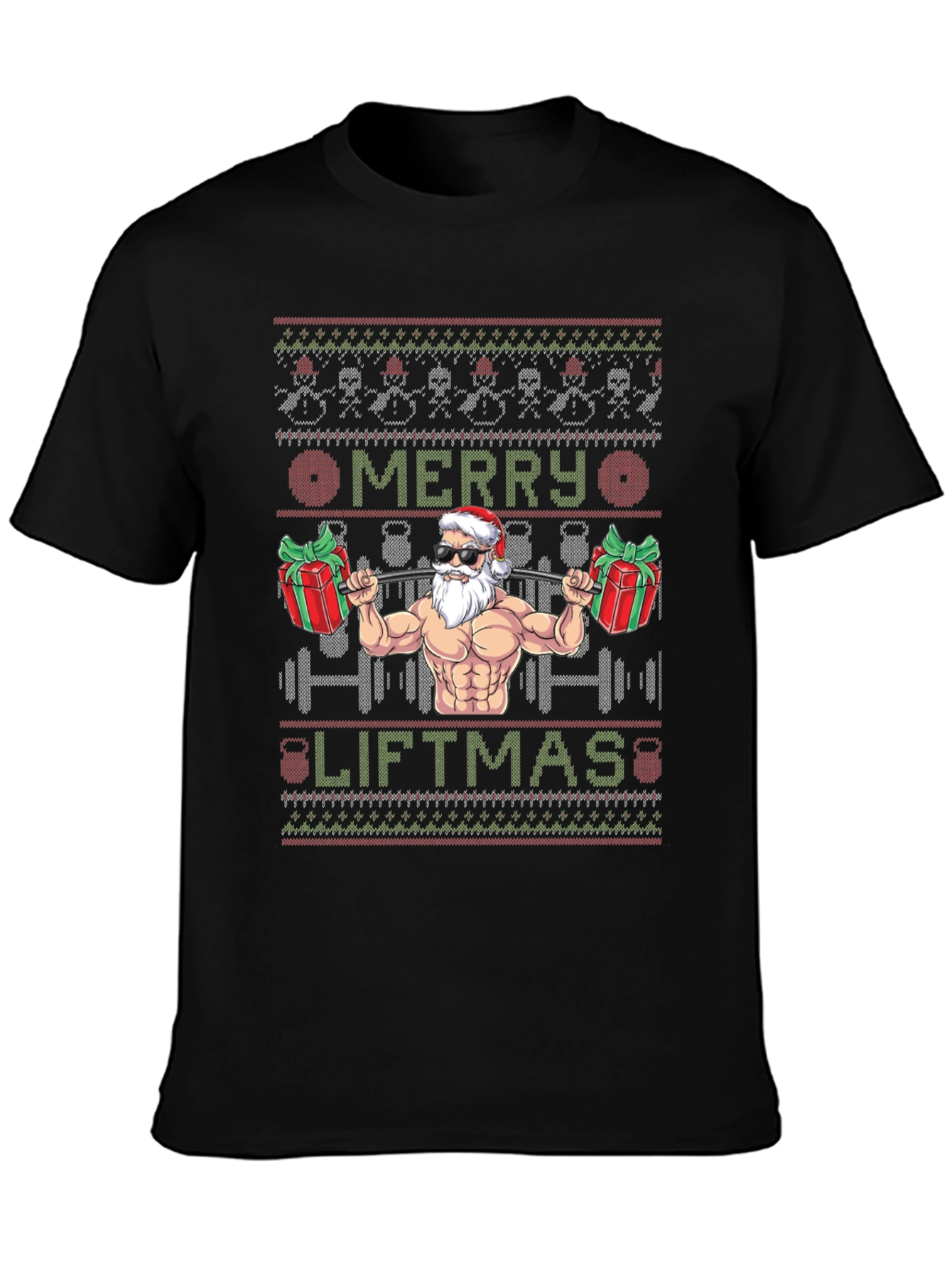 Merry Liftmas Santa Gym Ugly Christmas T-Shirt