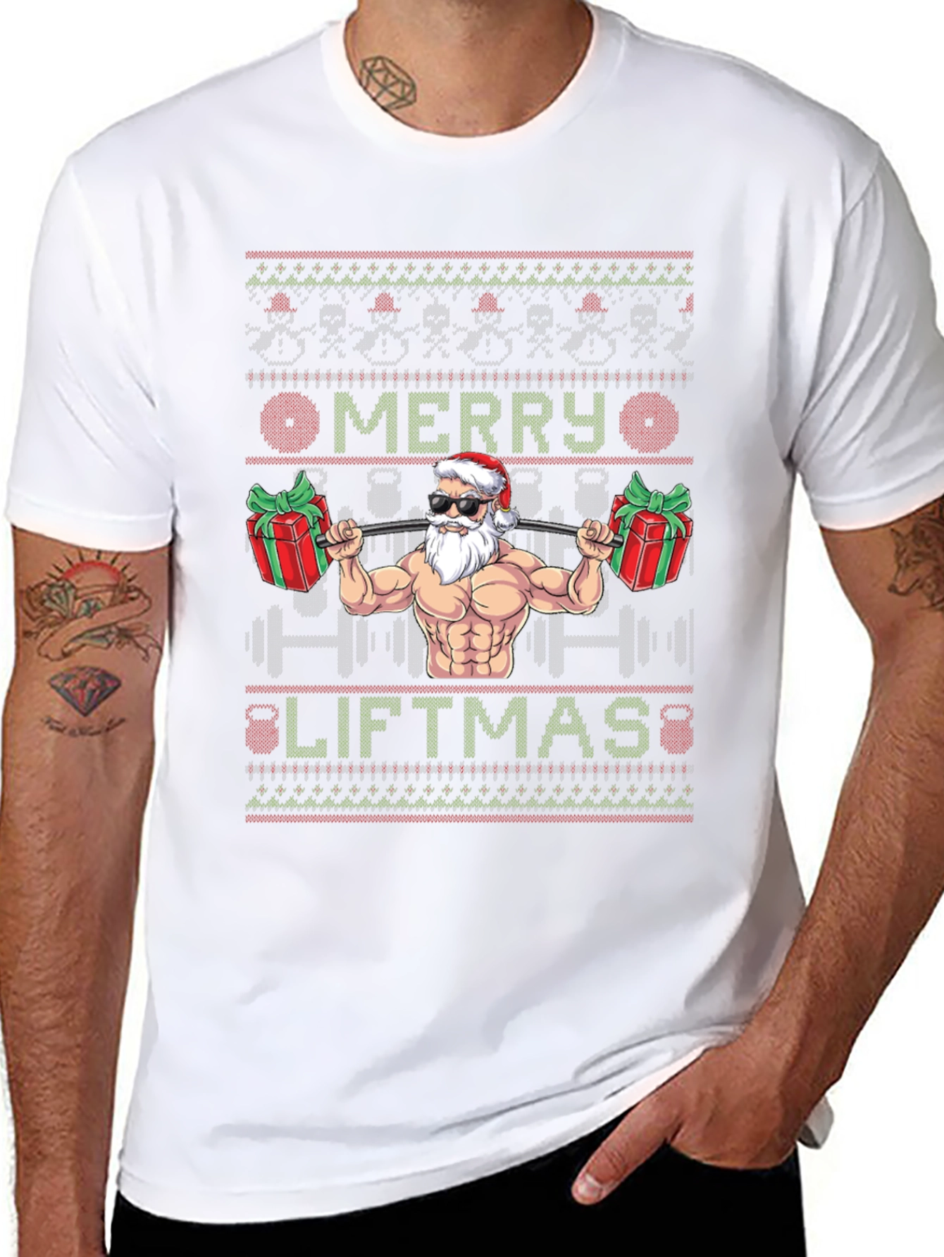 Merry Liftmas Santa Gym Ugly Christmas T-Shirt