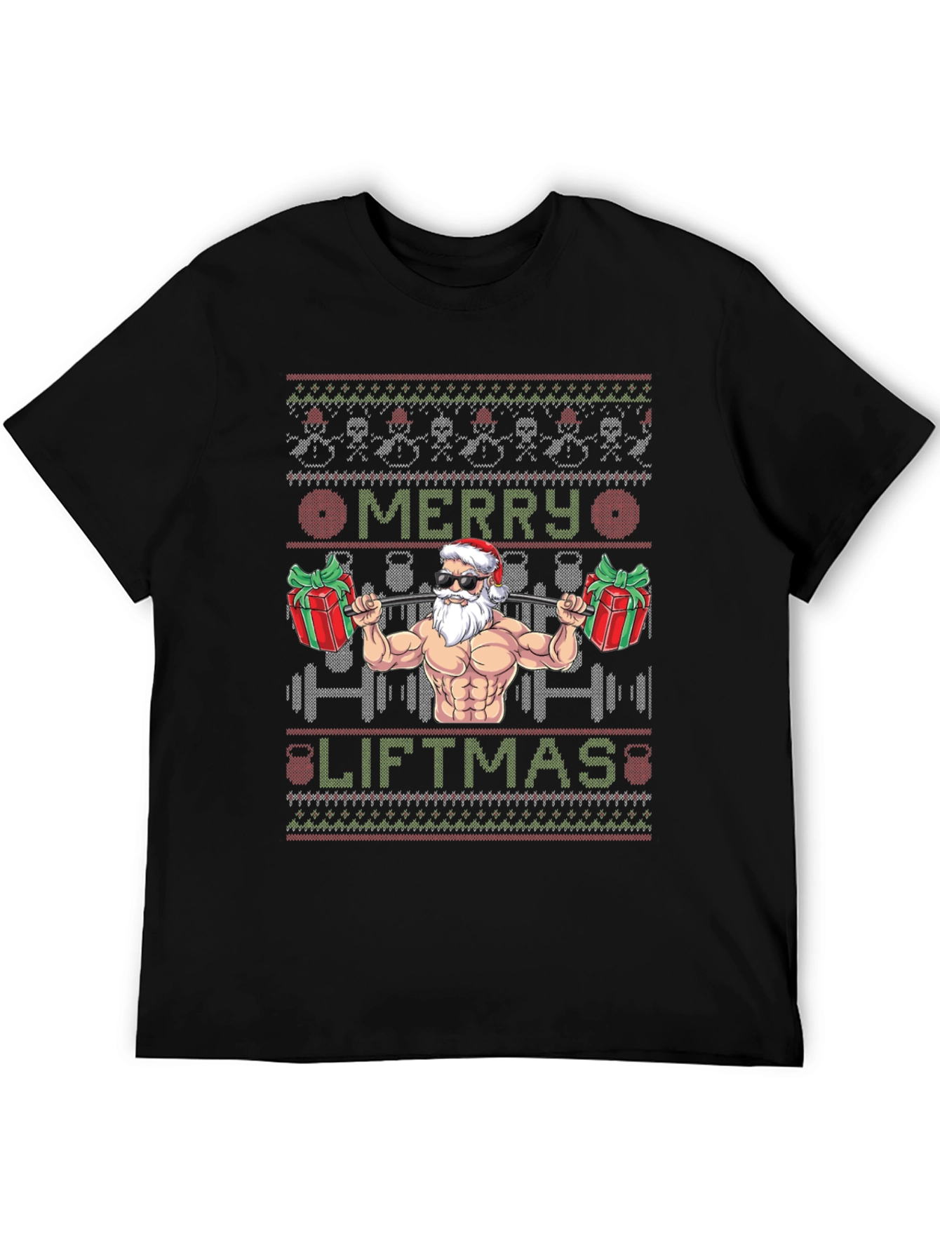 Merry Liftmas Santa Gym Ugly Christmas T-Shirt