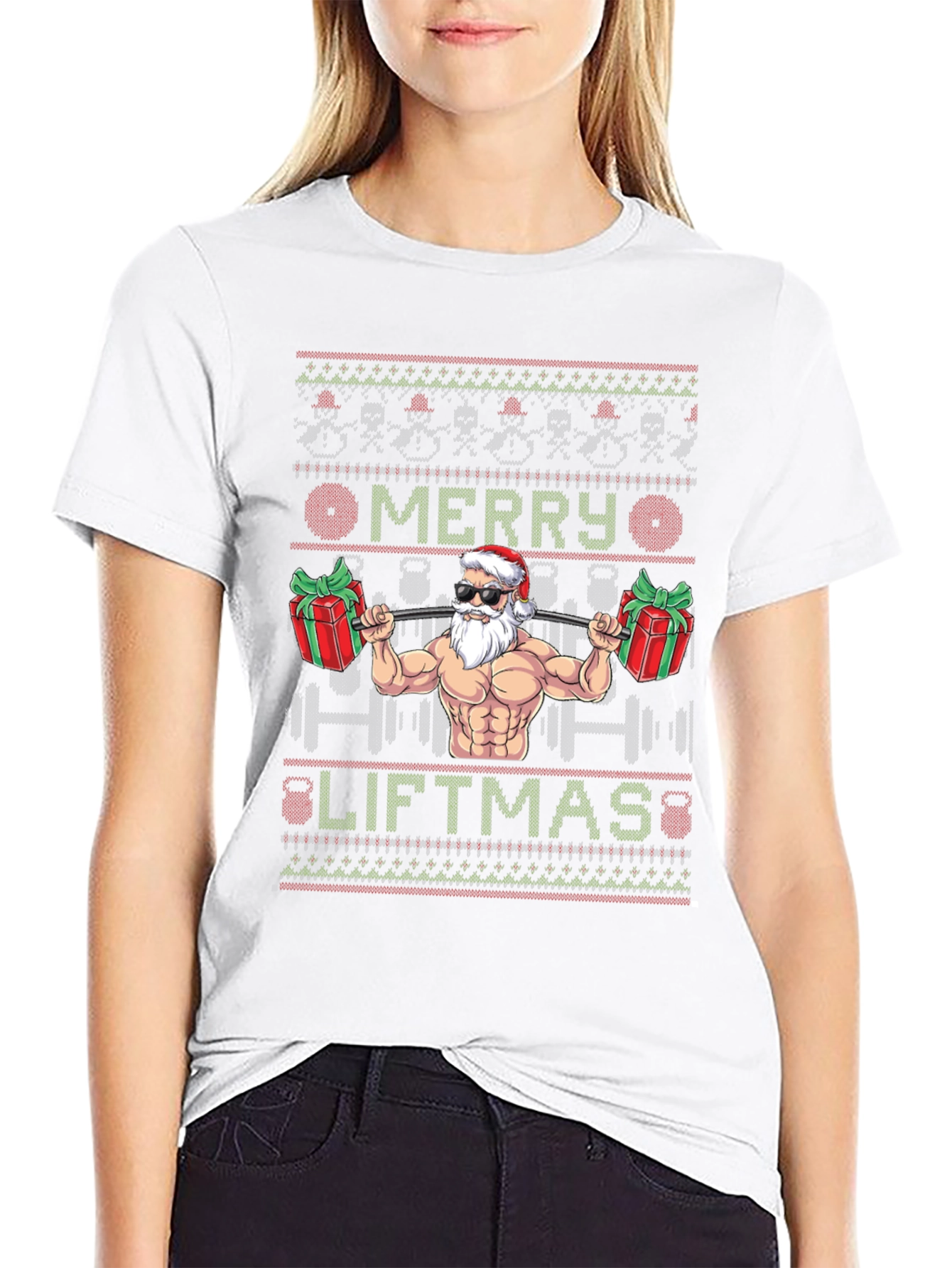 Merry Liftmas Santa Gym Ugly Christmas T-Shirt