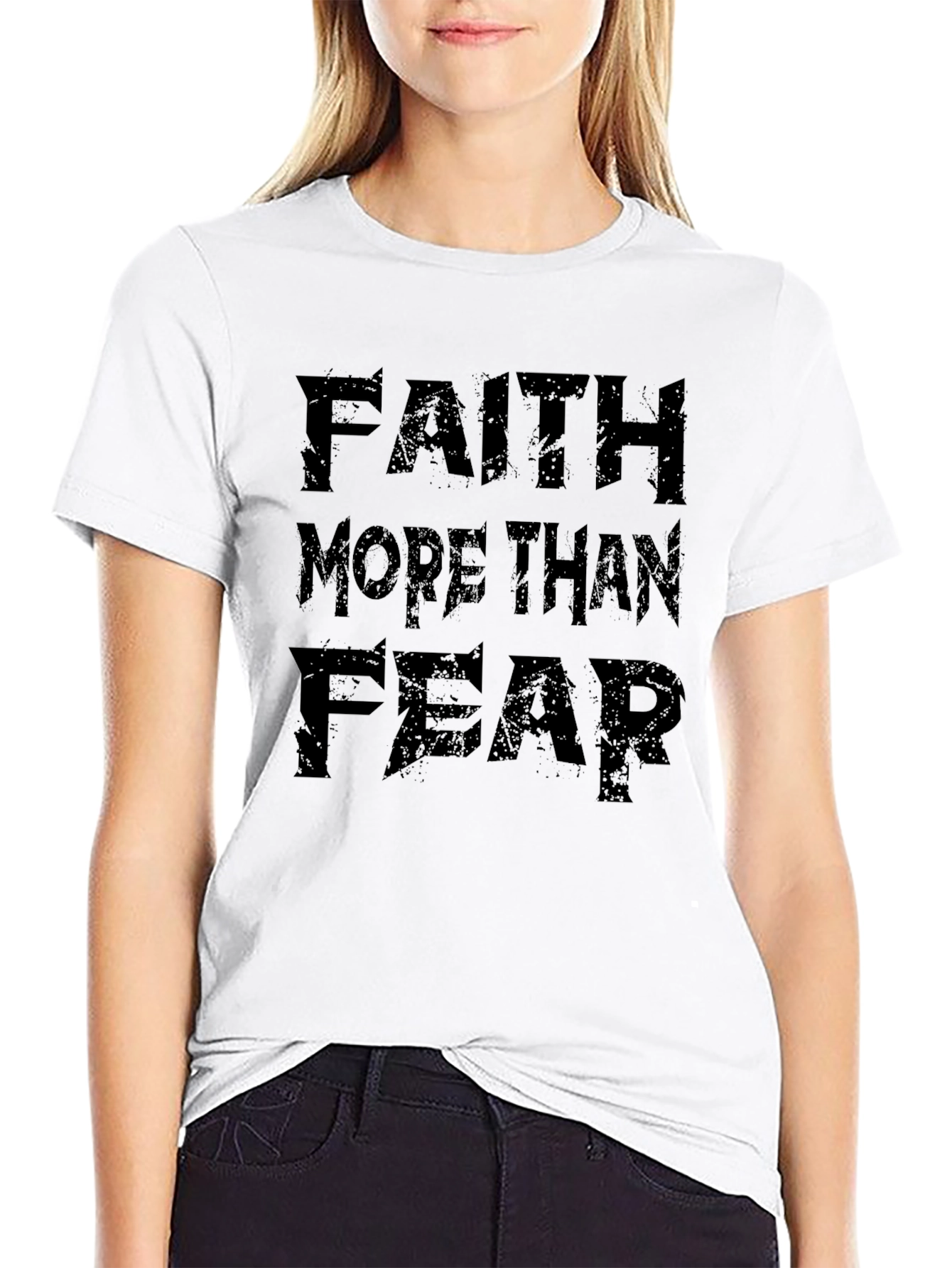 Faith More Than Fear Black Graphic T-Shirt
