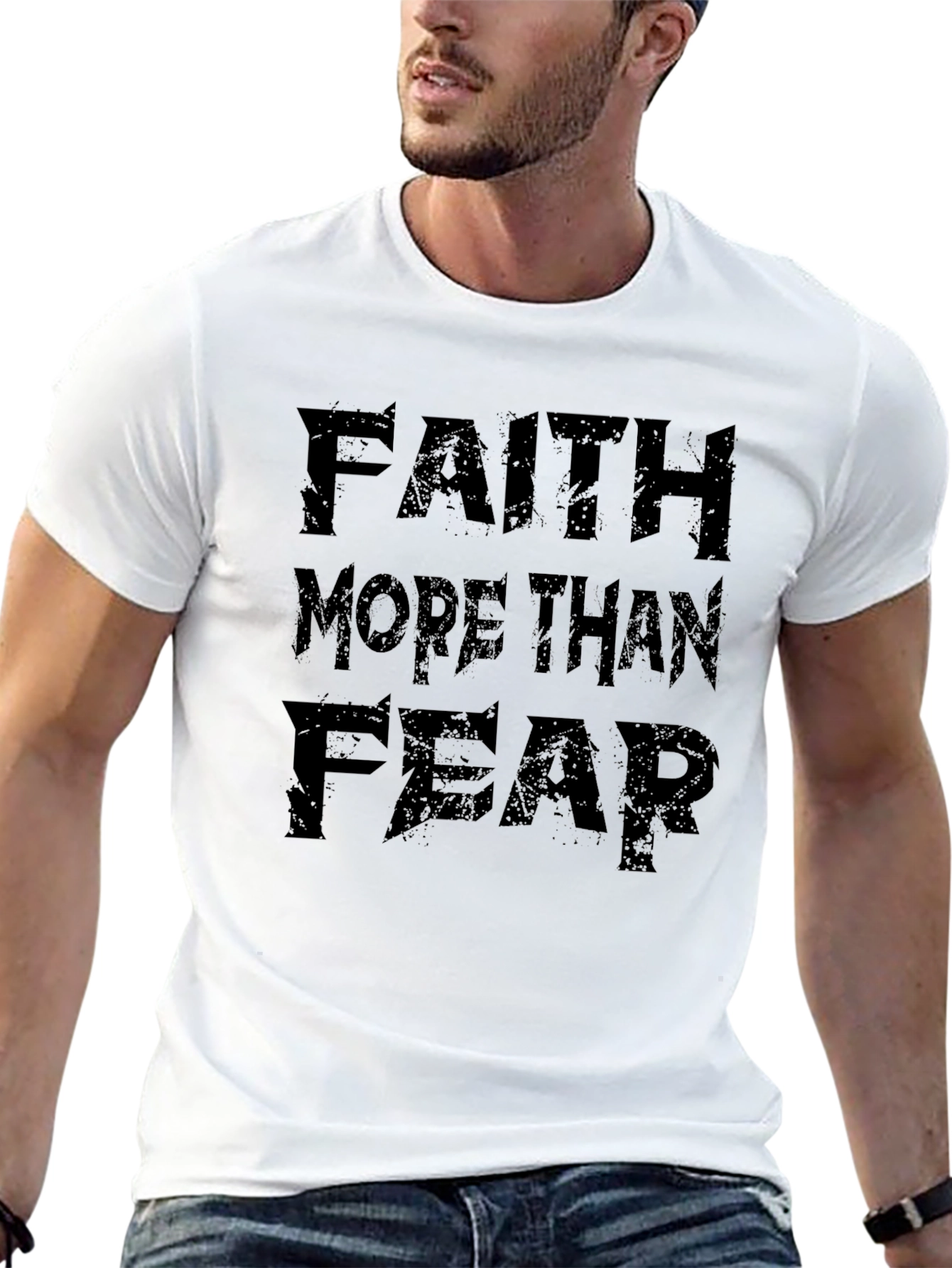 Faith More Than Fear Black Graphic T-Shirt