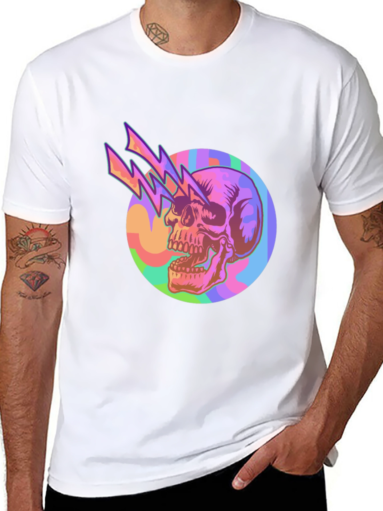 Skull Lightning Graphic Black Tee