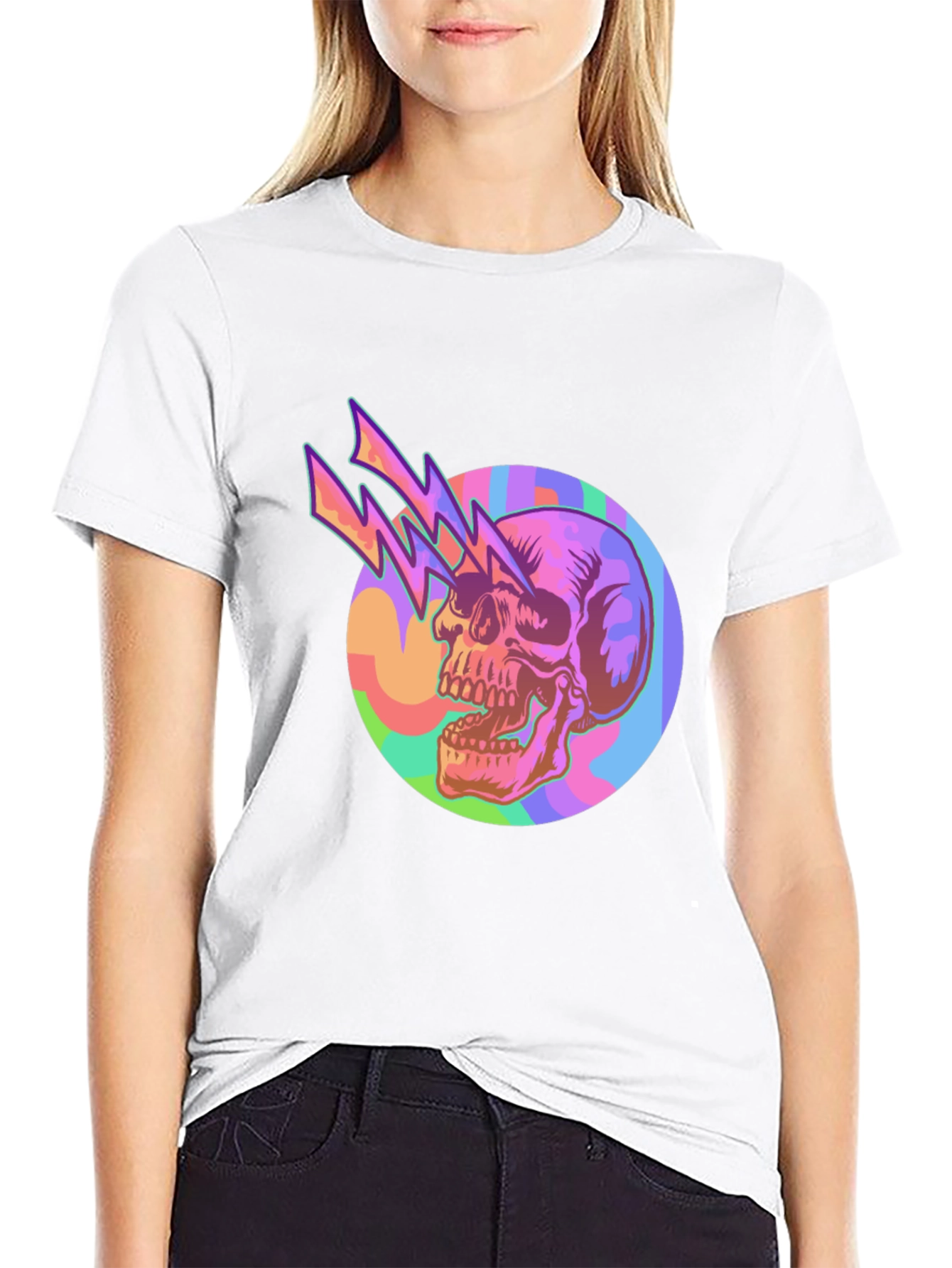 Skull Lightning Graphic Black Tee