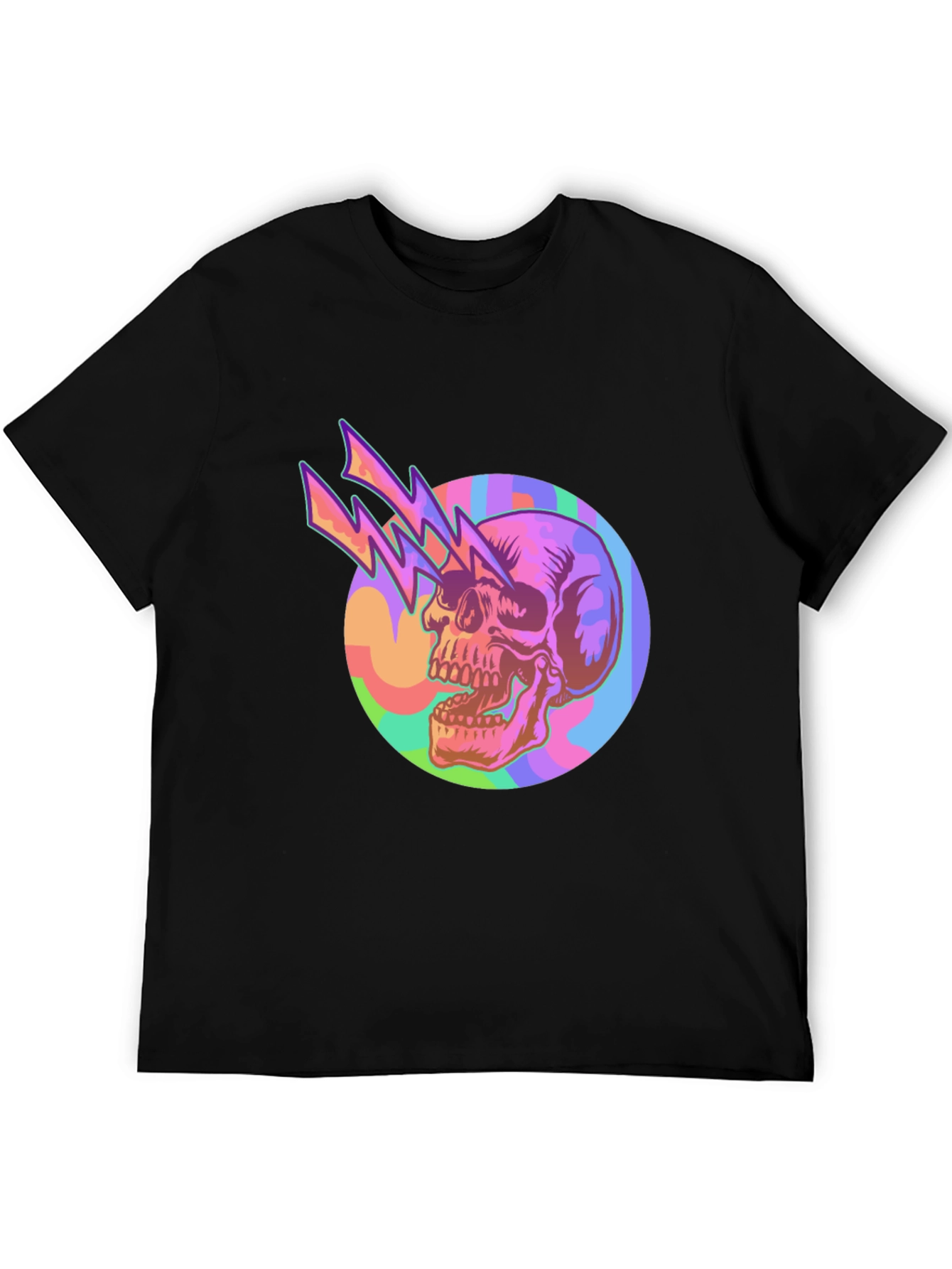 Skull Lightning Graphic Black Tee