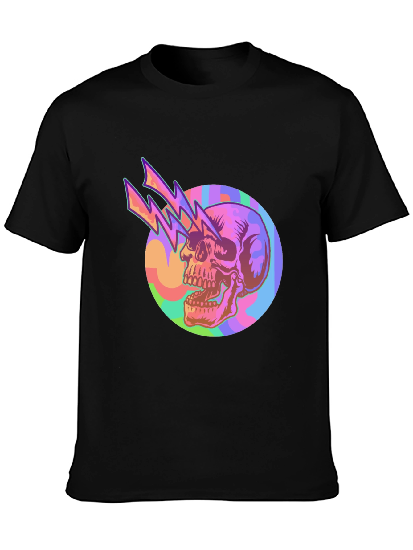 Skull Lightning Graphic Black Tee