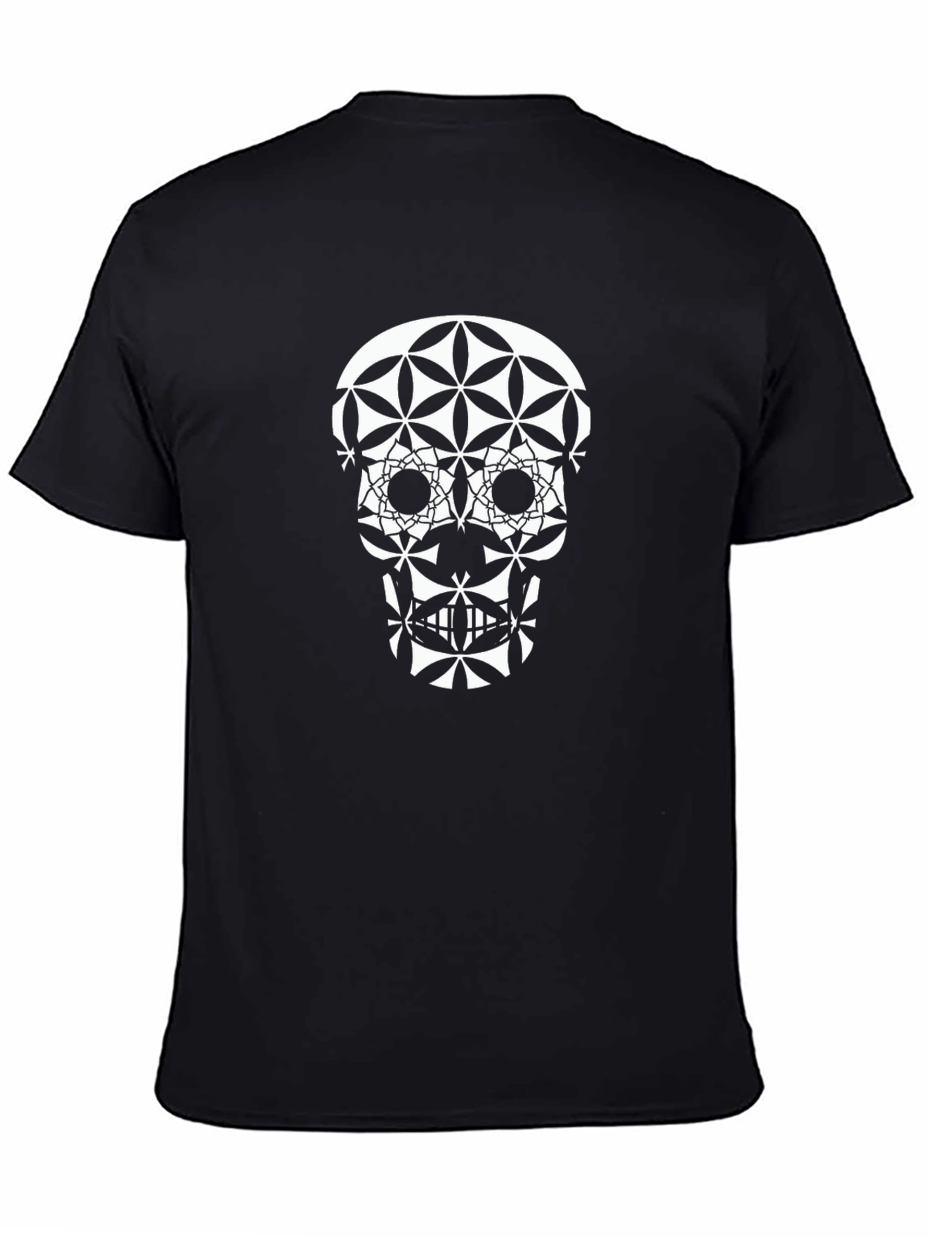 Geometric Skull Graphic T-Shirt - Black