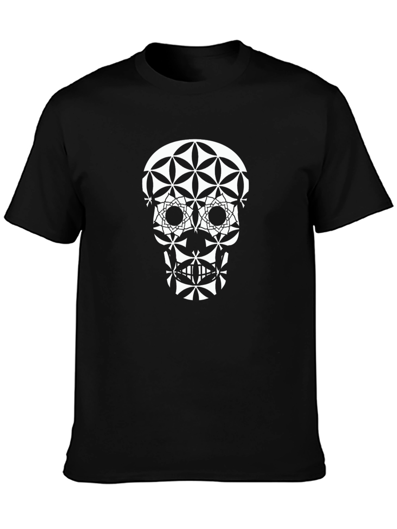 Geometric Skull Graphic T-Shirt - Black
