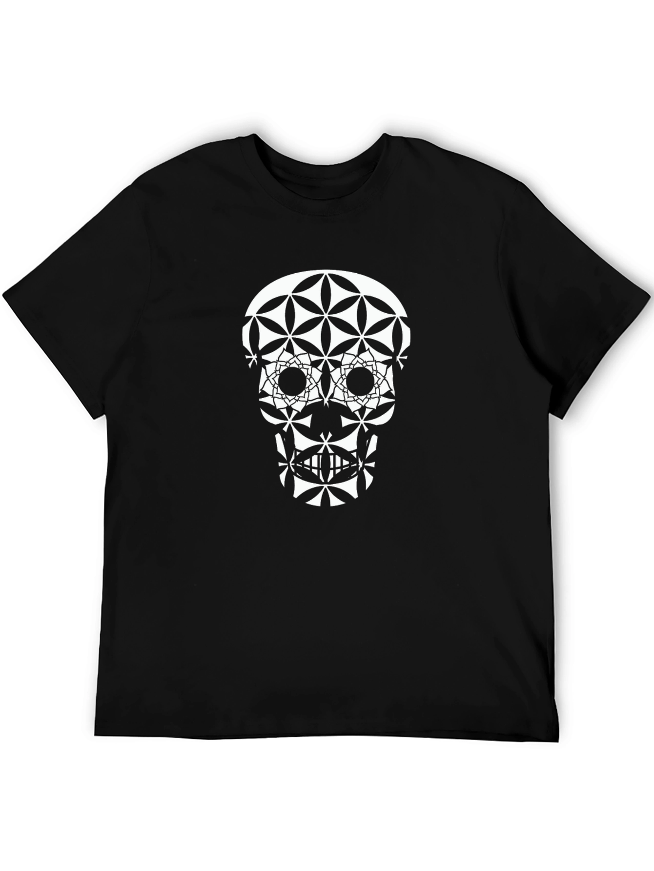 Geometric Skull Graphic T-Shirt - Black