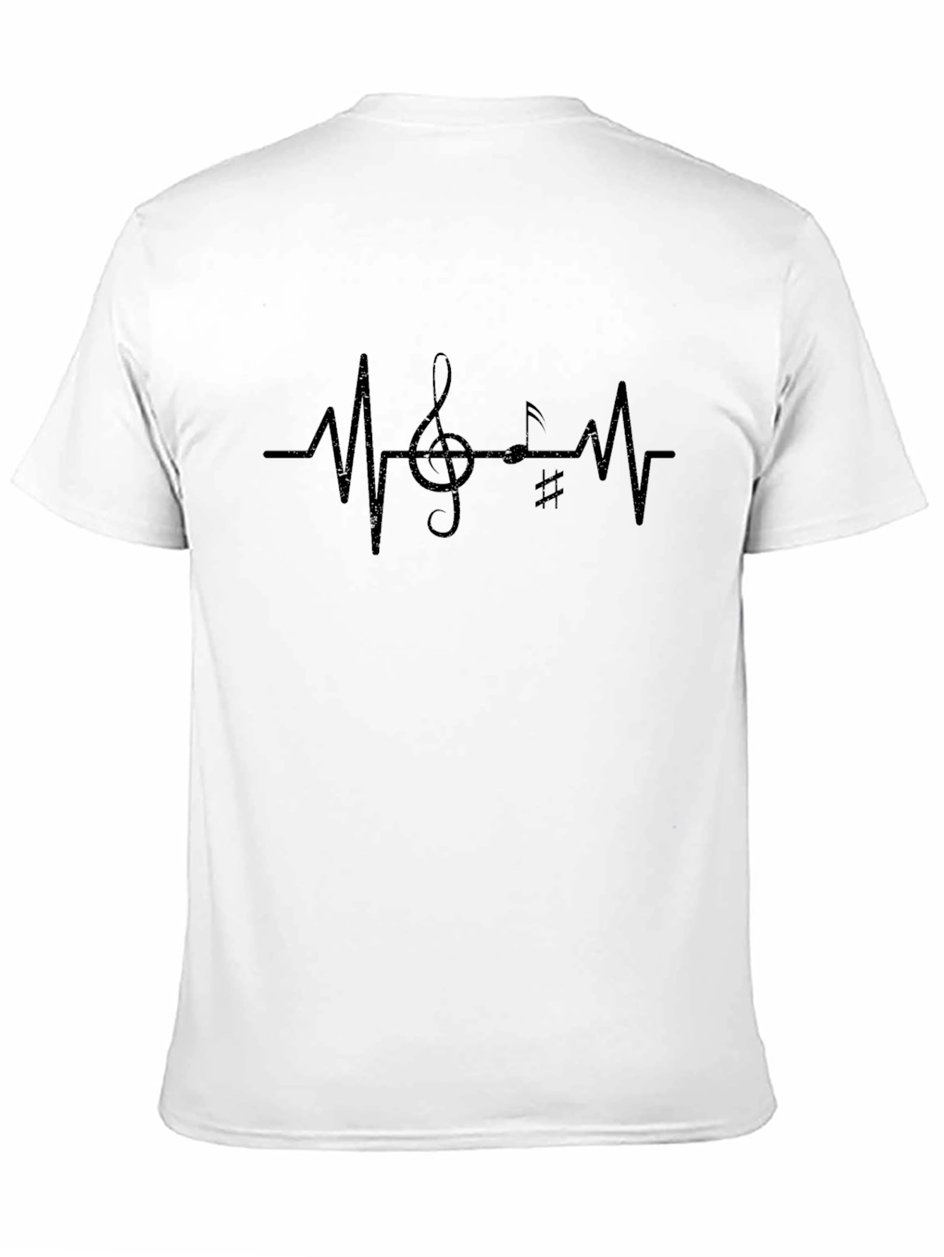 Musical Heartbeat Graphic Tee - Black Cotton T-Shirt