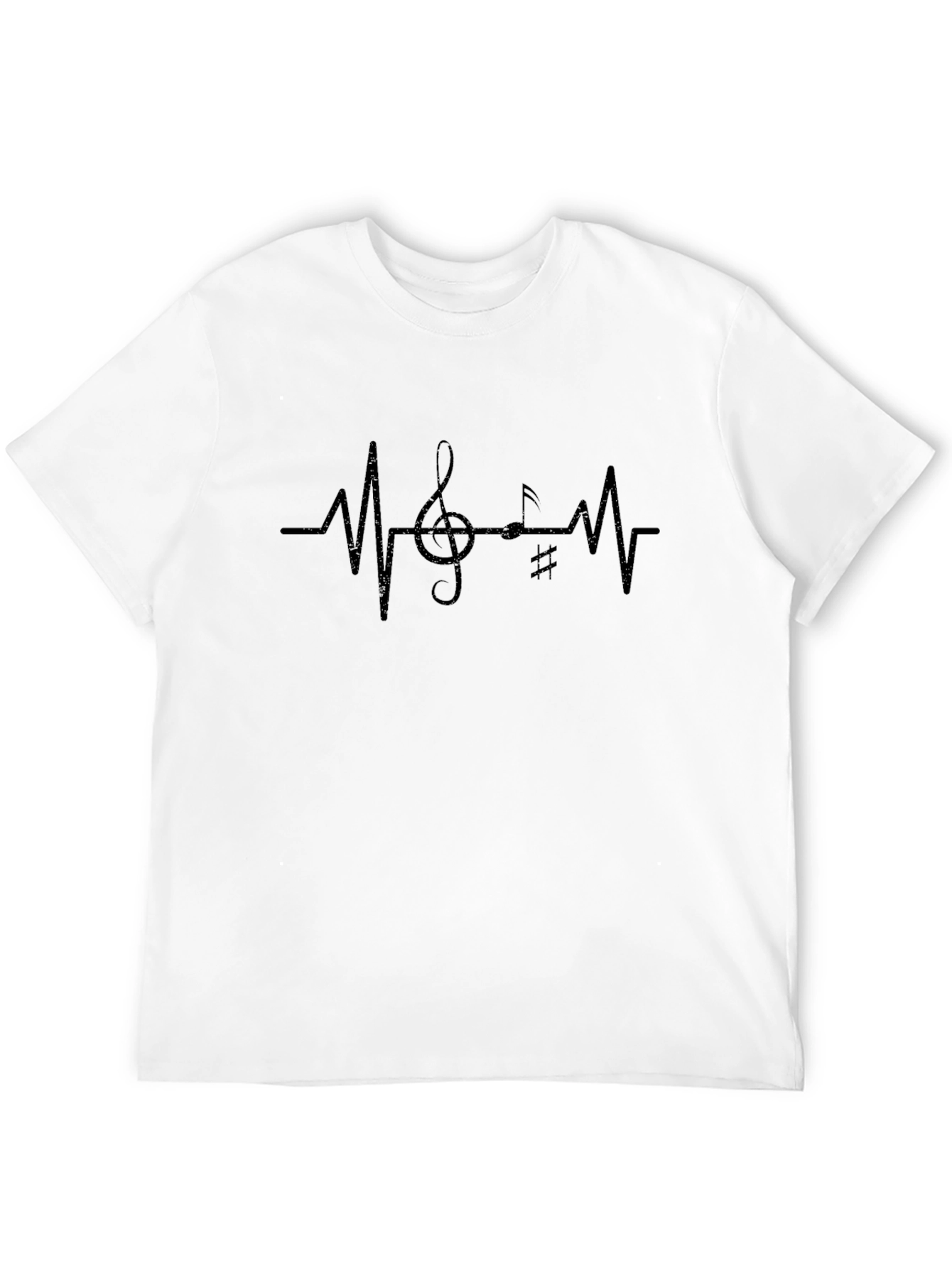 Musical Heartbeat Graphic Tee - Black Cotton T-Shirt