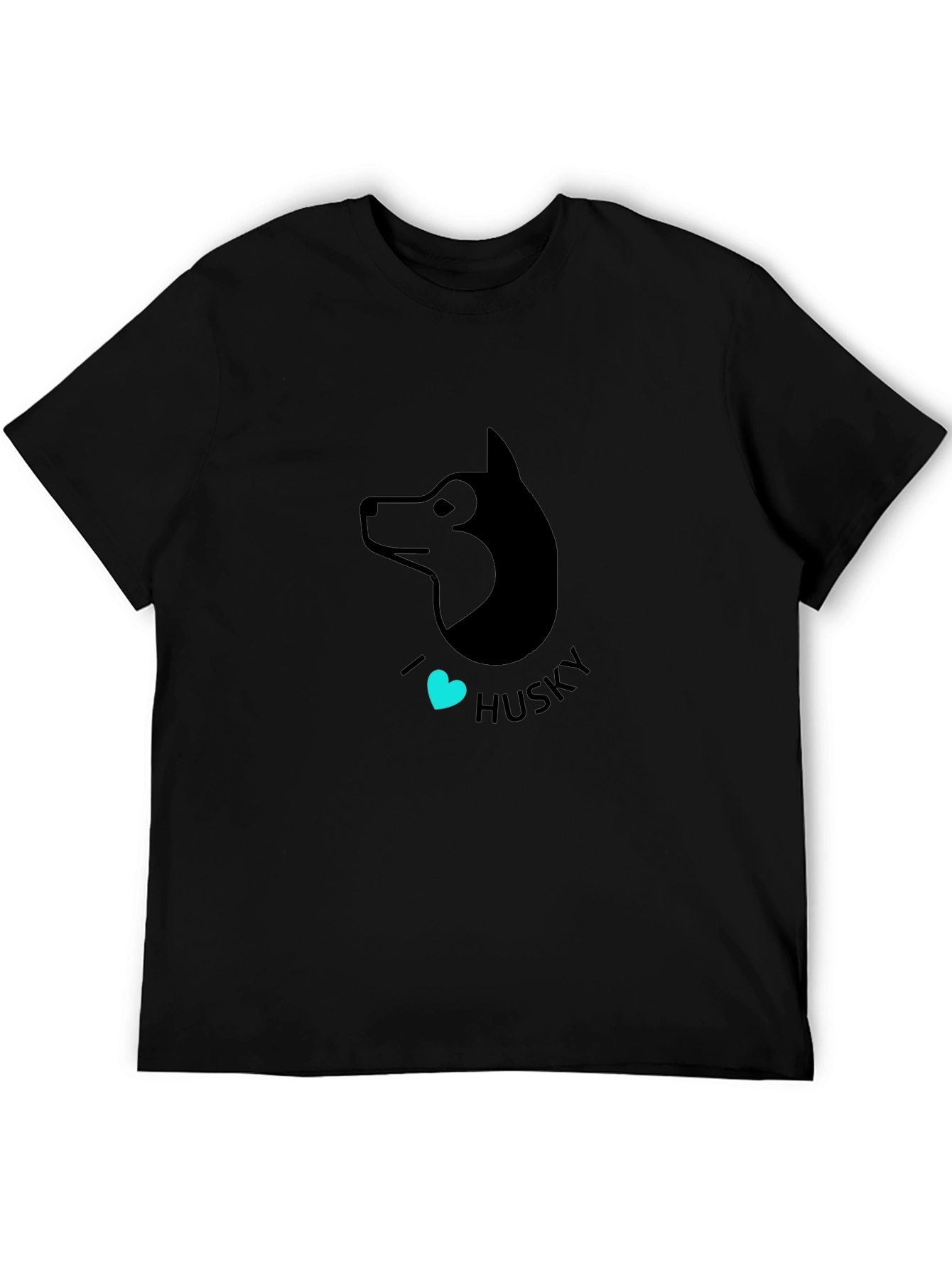I Heart Husky Graphic Tee - Black Cotton T-Shirt