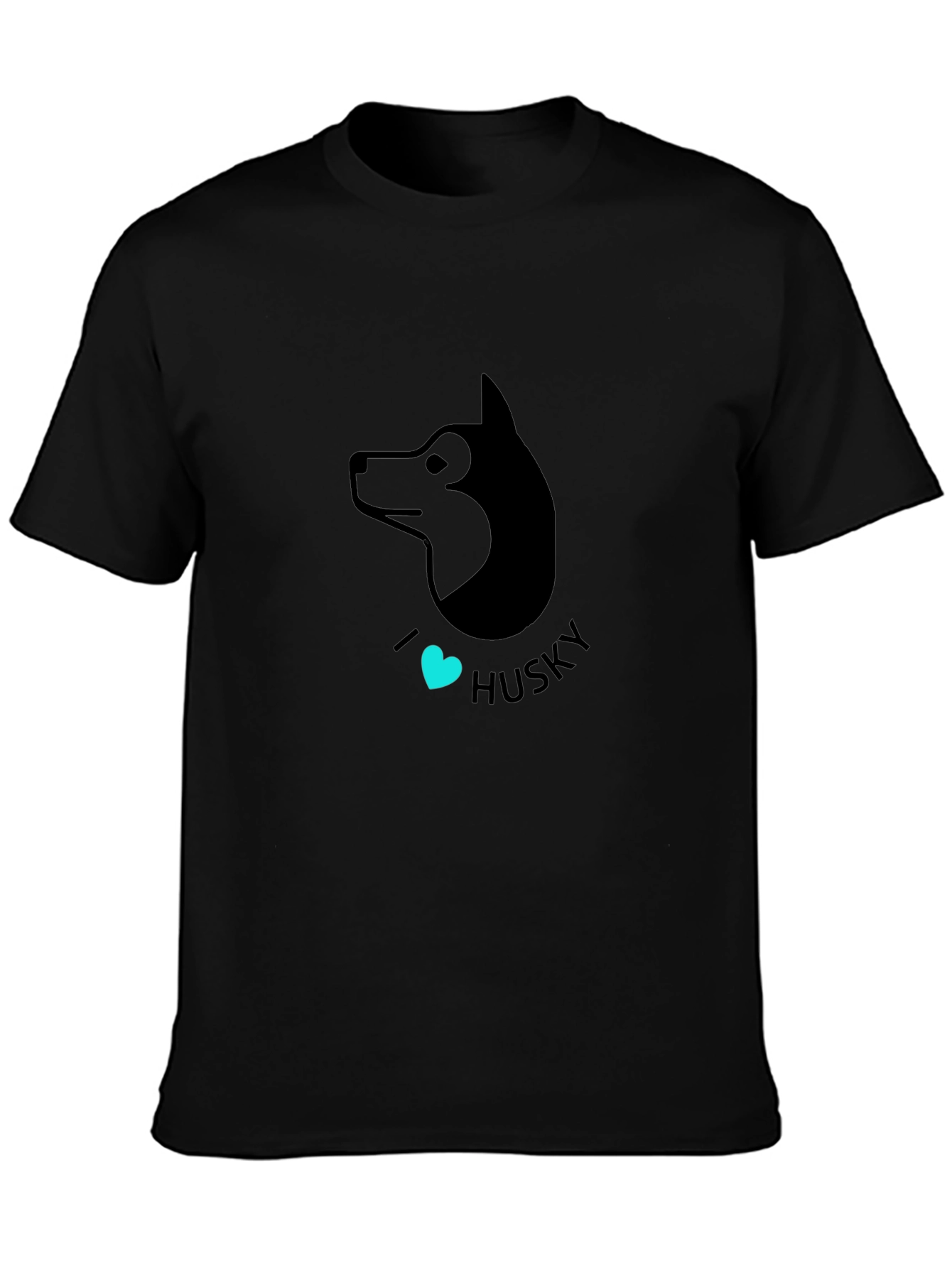 I Heart Husky Graphic Tee - Black Cotton T-Shirt