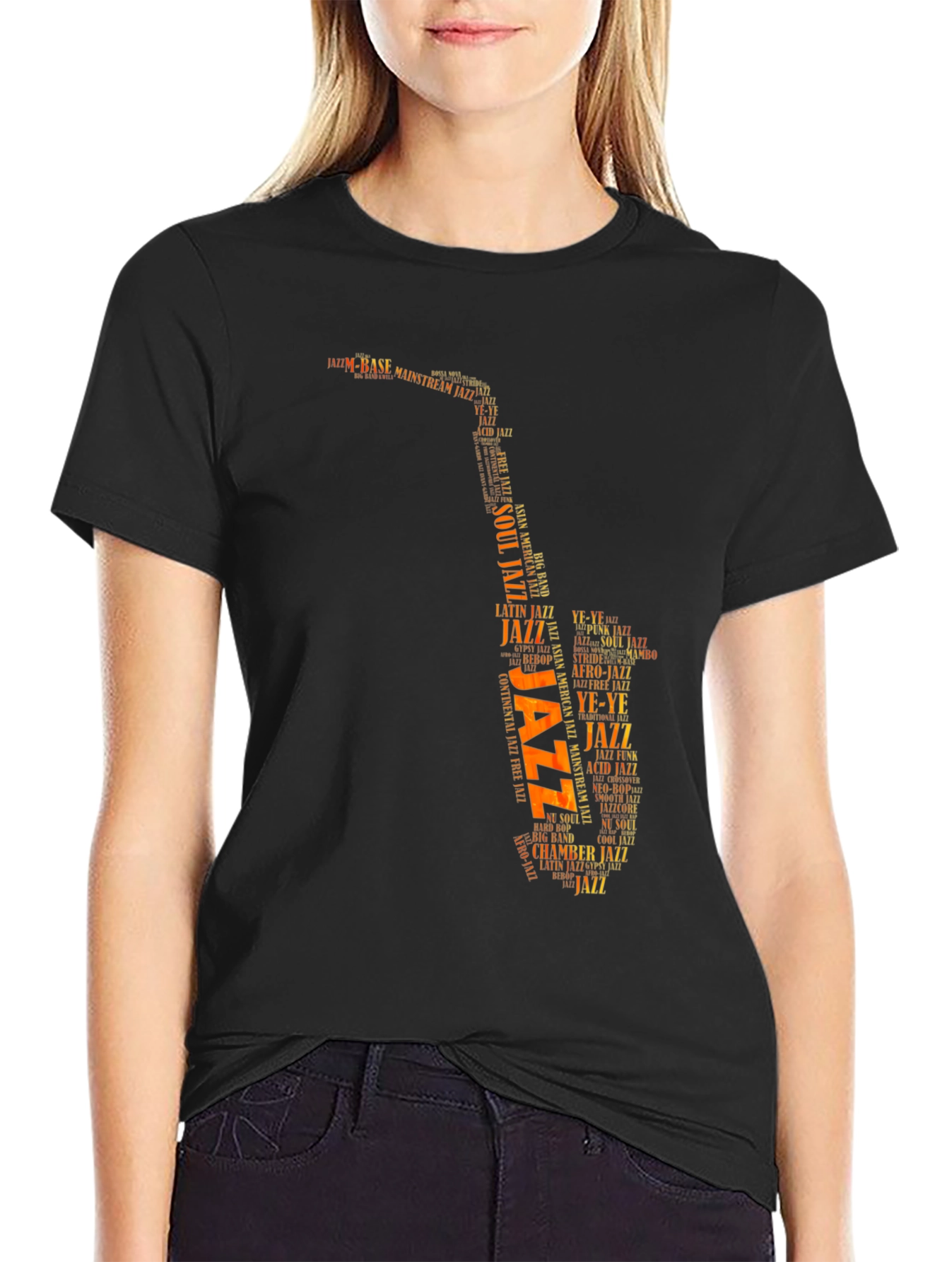 Jazz Saxophone Word Art Graphic T-Shirt