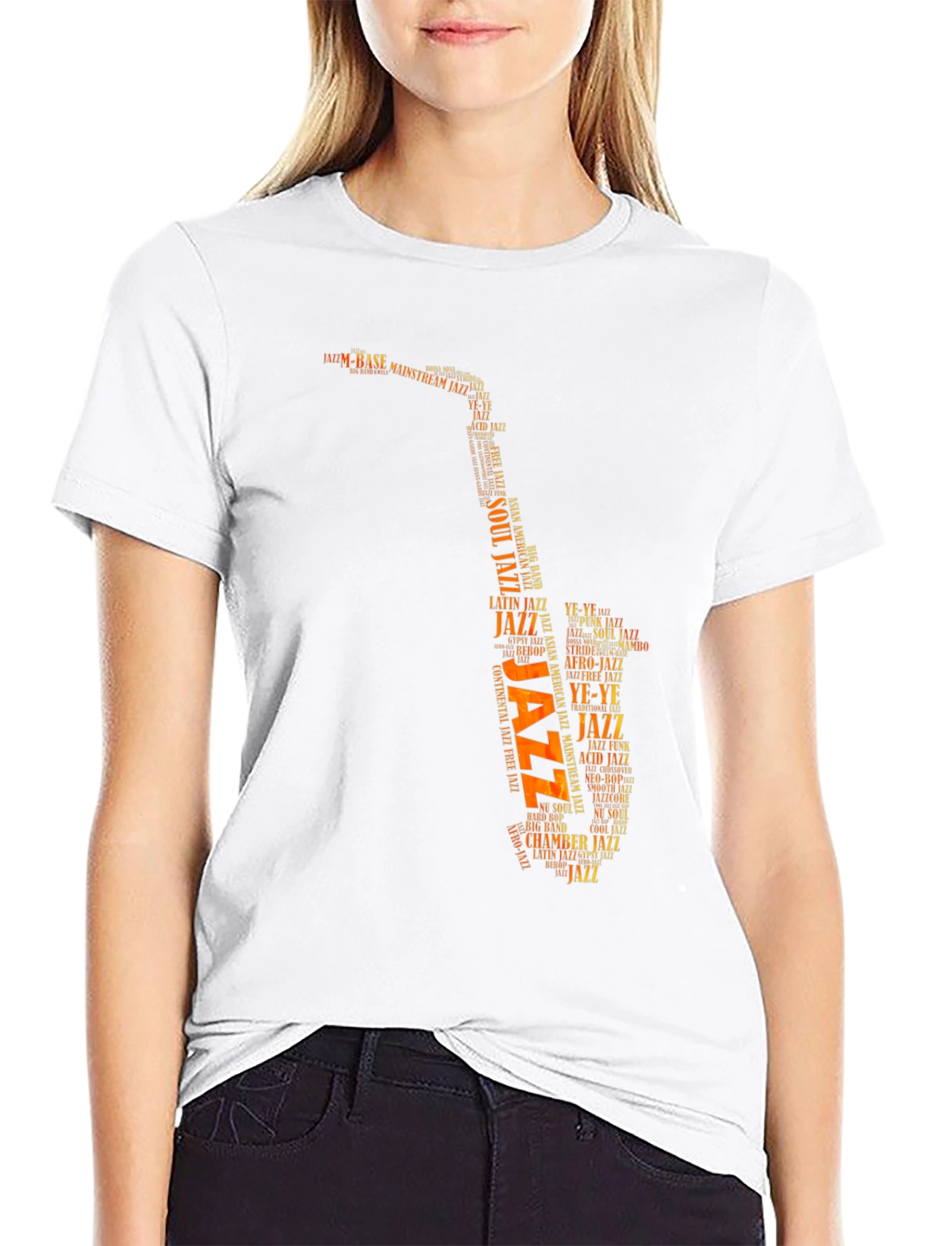 Jazz Saxophone Word Art Graphic T-Shirt