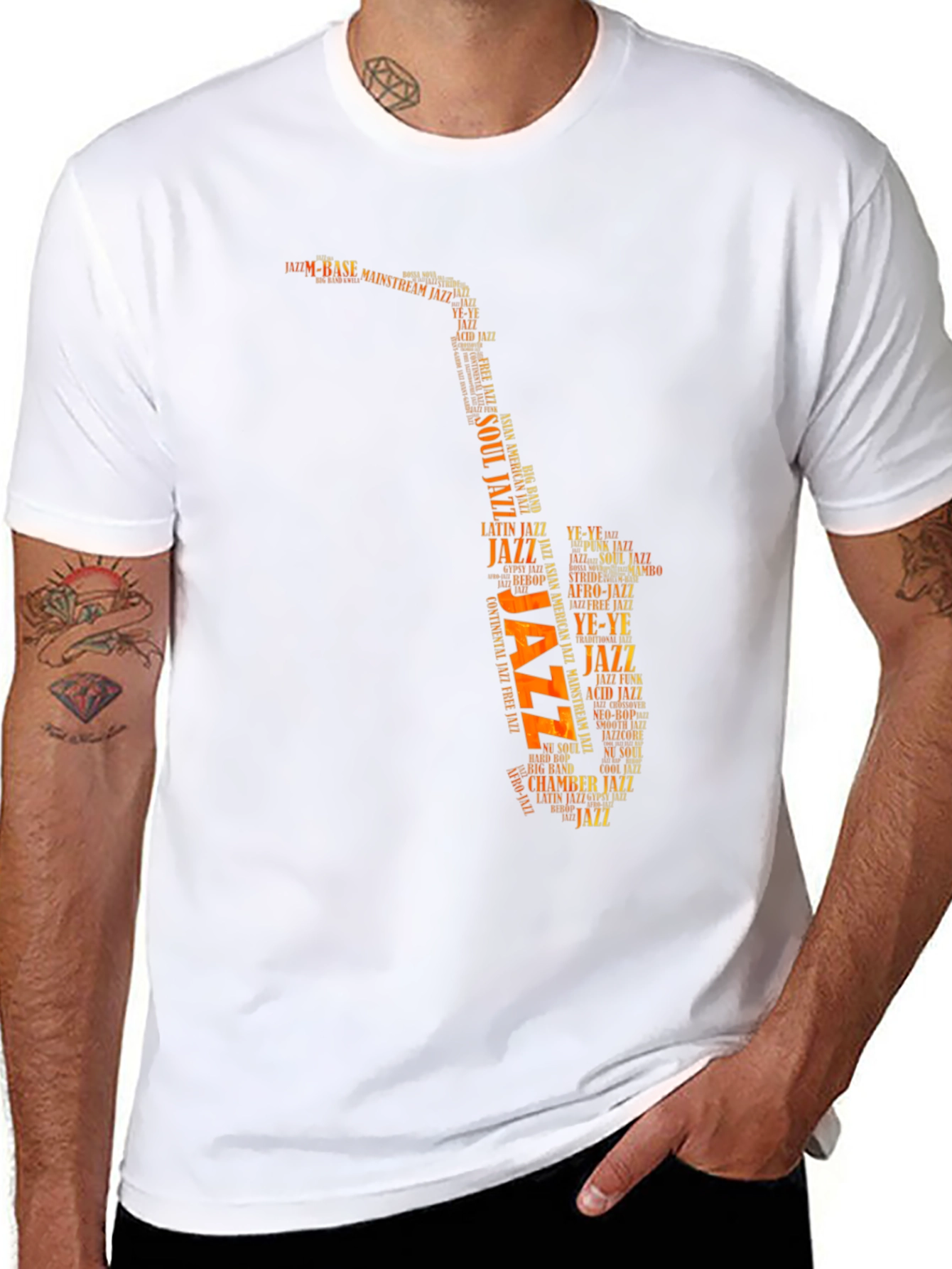 Jazz Saxophone Word Art Graphic T-Shirt