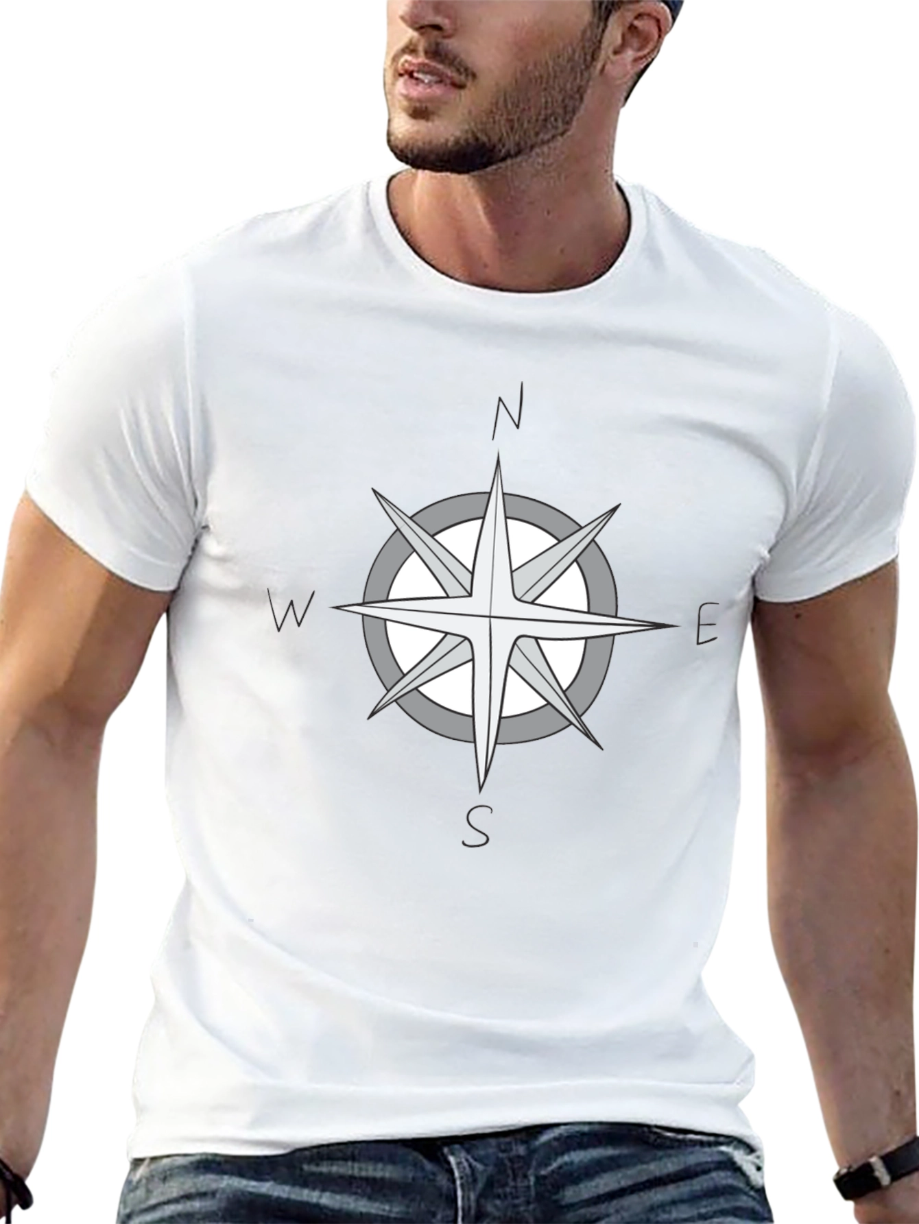 Compass Rose Graphic Black T-Shirt
