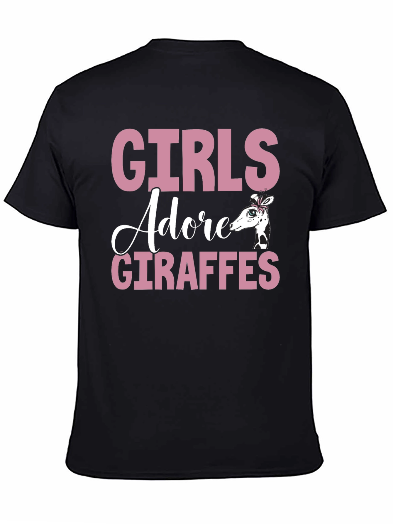 Girls Adore Giraffes Black T-Shirt Cute Giraffe Tee