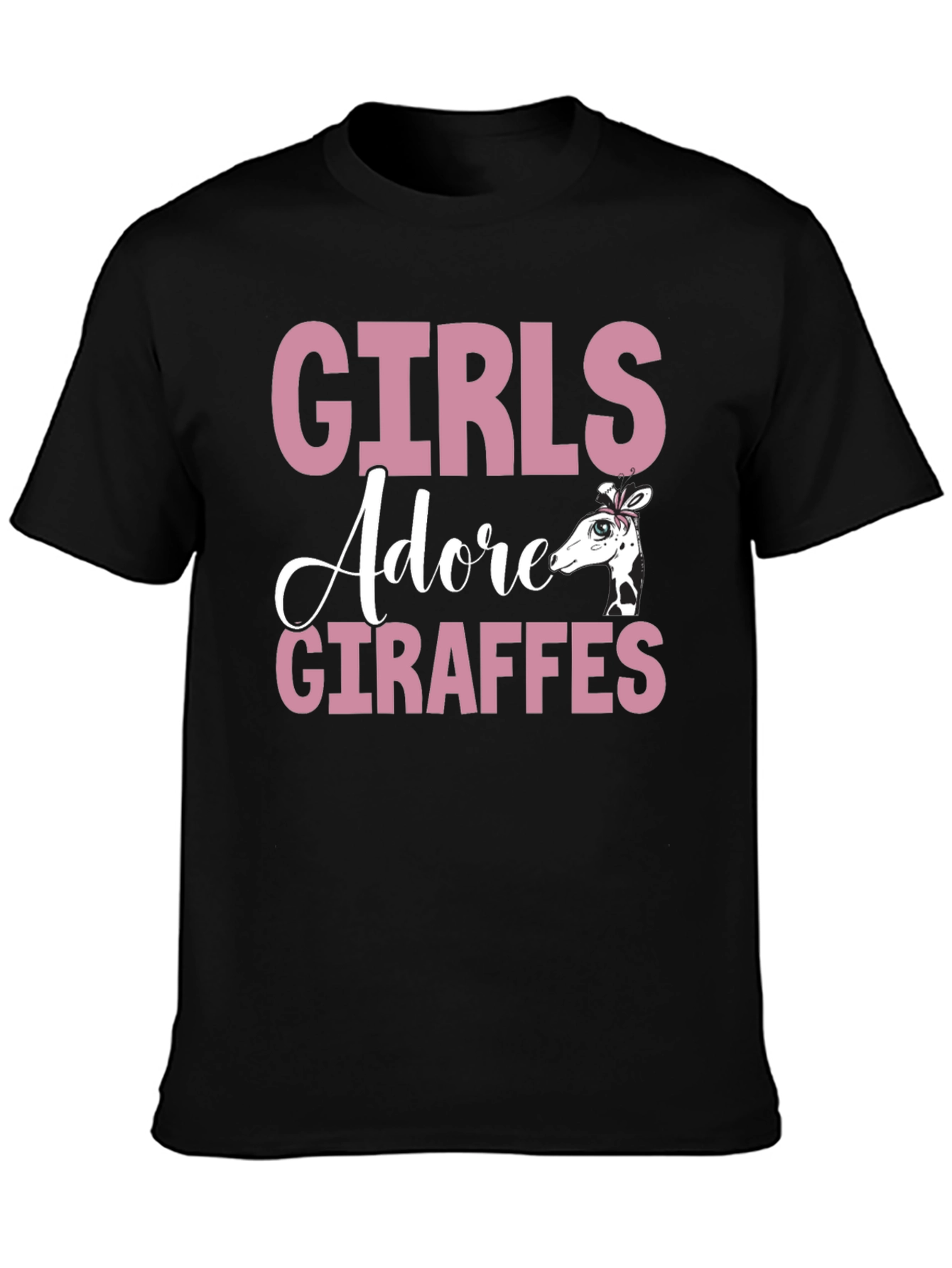 Girls Adore Giraffes Black T-Shirt Cute Giraffe Tee