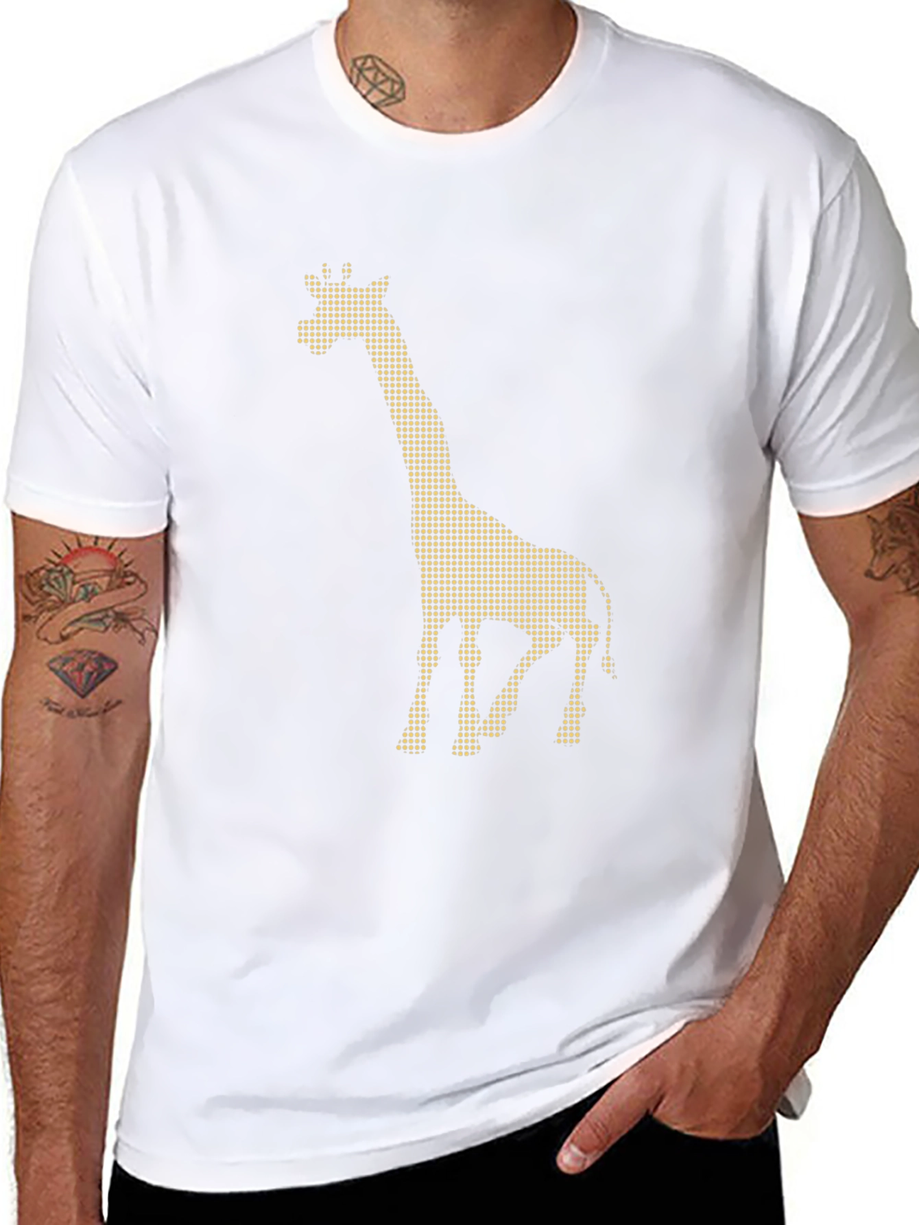 Giraffe Dot Pattern Black T-Shirt