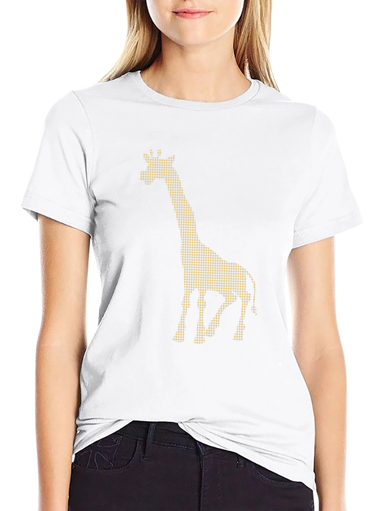 Giraffe Dot Pattern Black T-Shirt