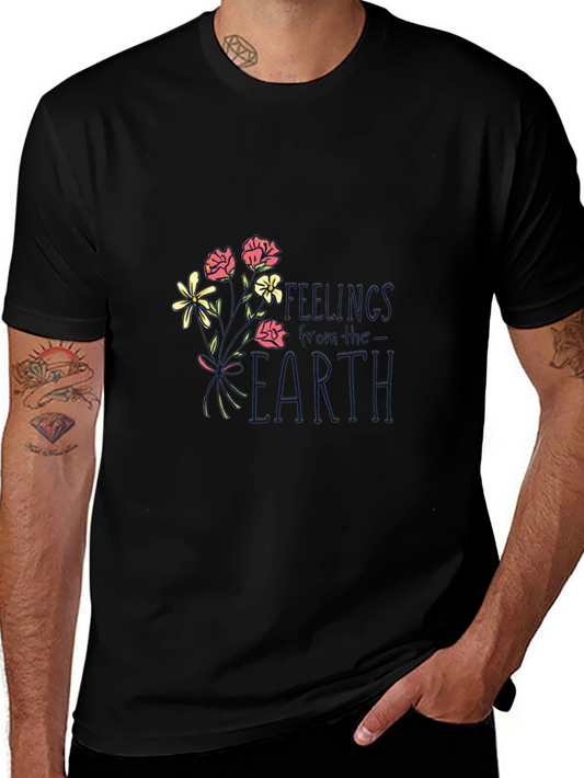 Floral Earth Feelings Graphic Tee - Black