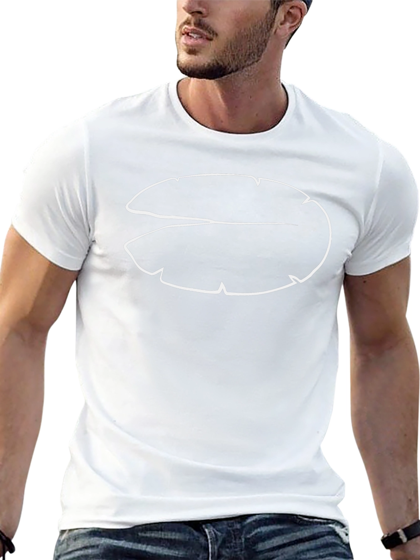 Modern Black T-Shirt with Abstract Leaf Design